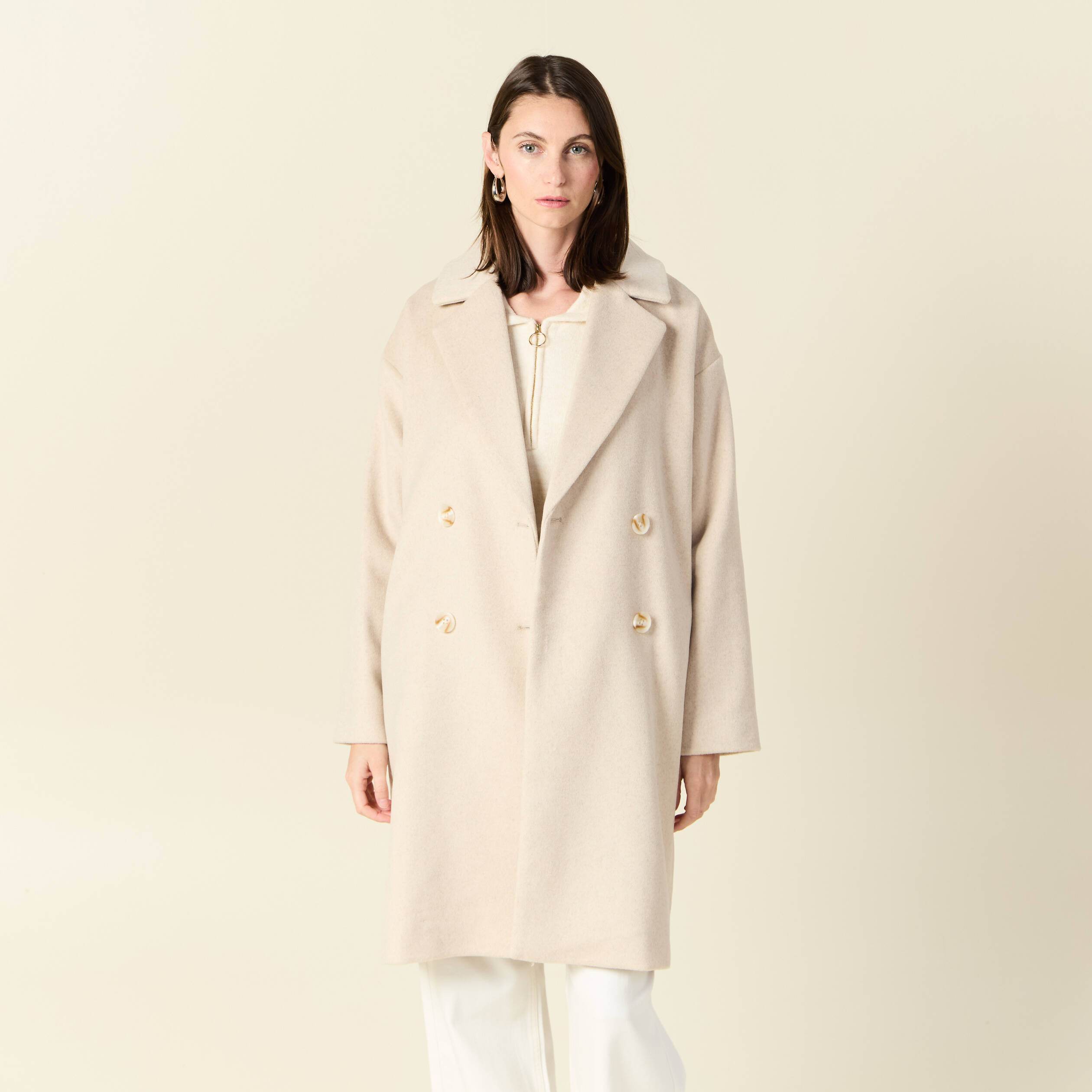 manteau long oversize creme femme Manteau long oversize creme femme