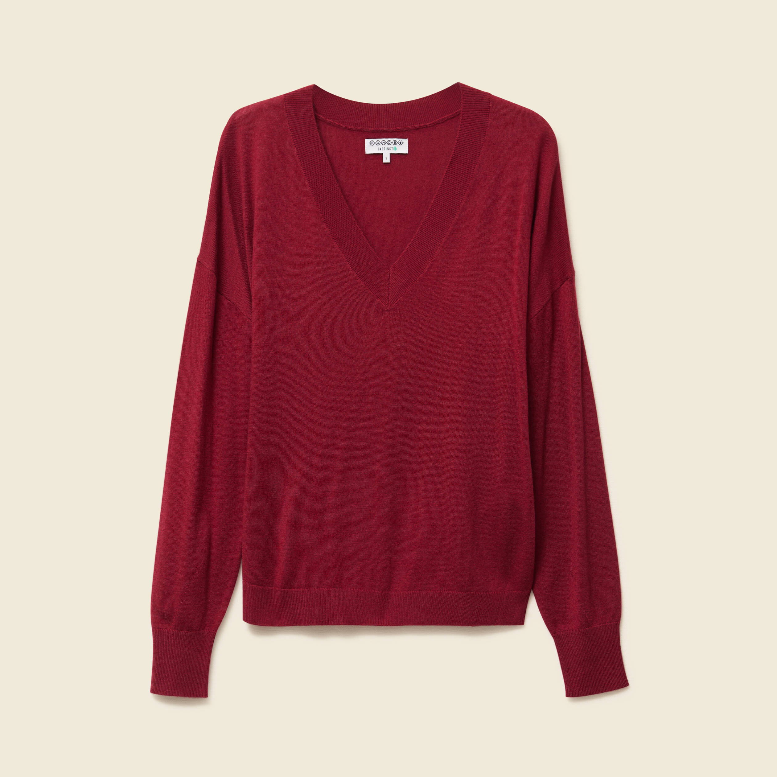 pull fin col v manches longues rouge femme Pull fin col V manches longues rouge femme