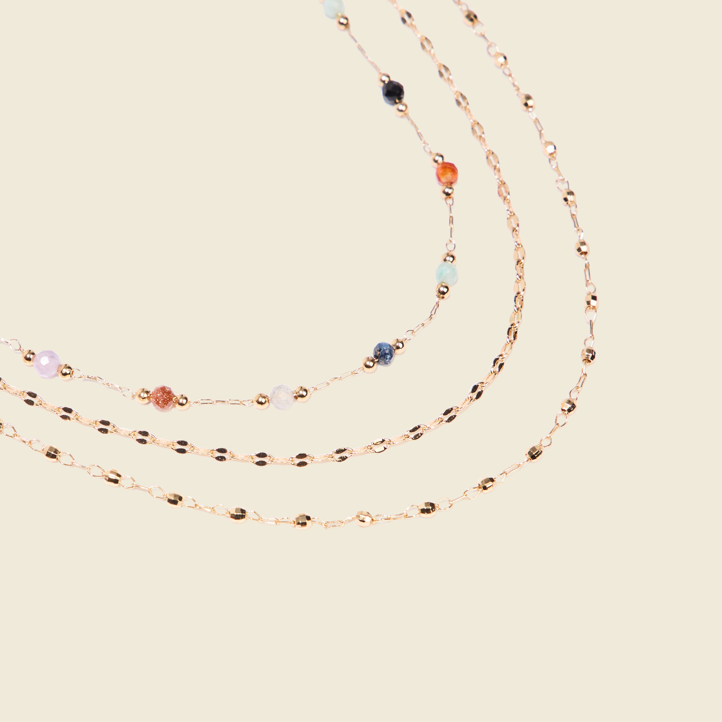 collier multirangs perles couleur or femme Collier multirangs perles couleur or femme
