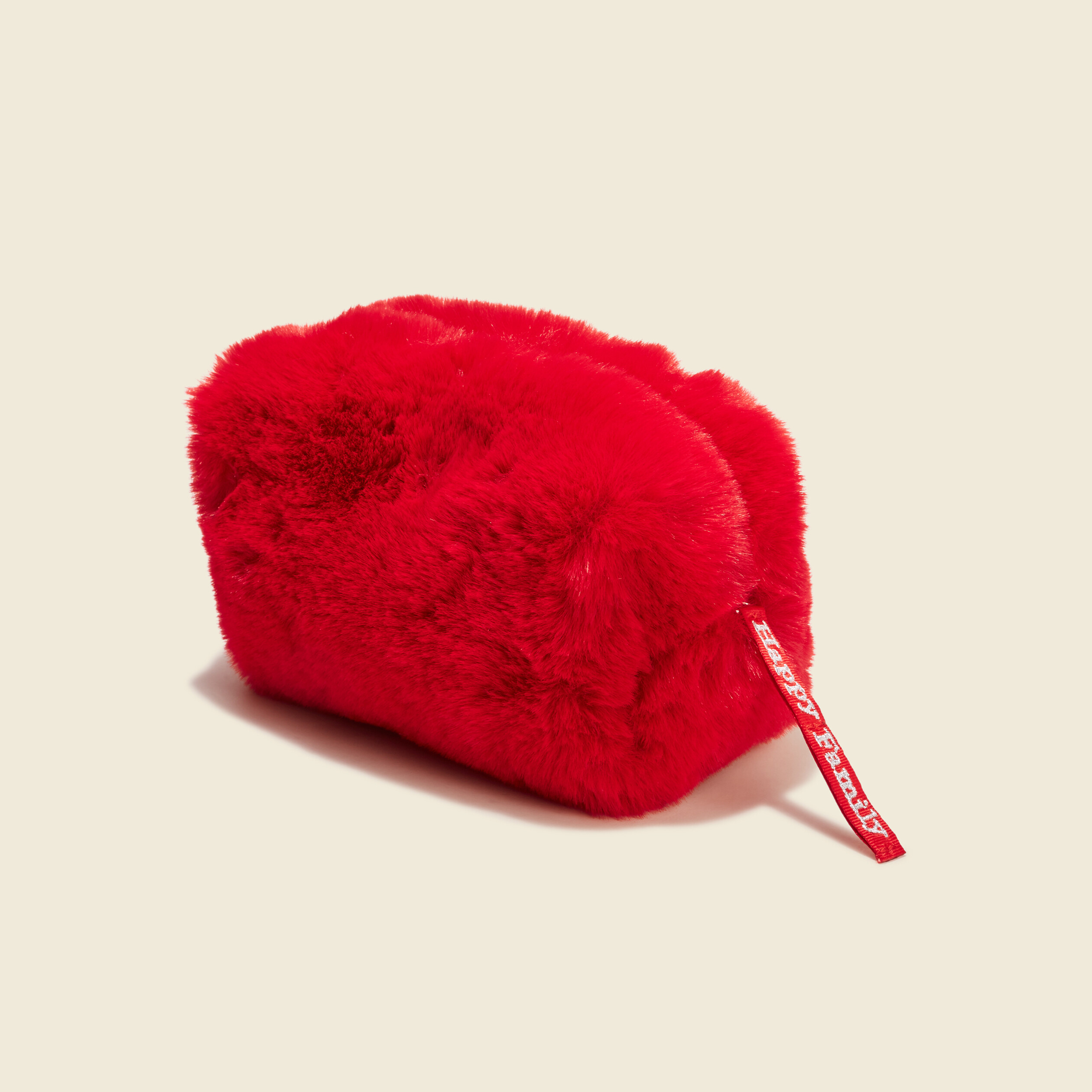 Trousse de toilette fourrure rose framboise femme