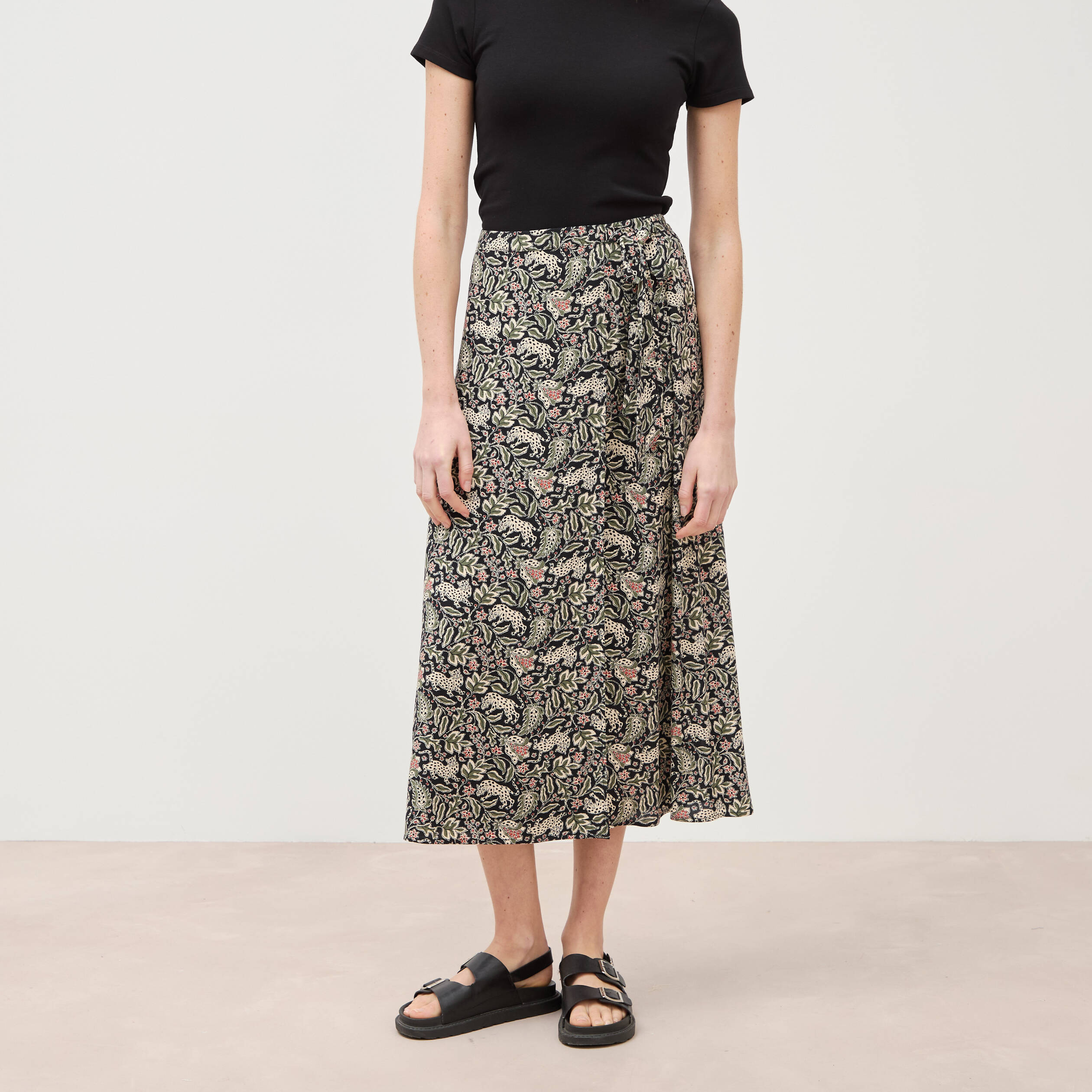 Jupe fluide noir femme