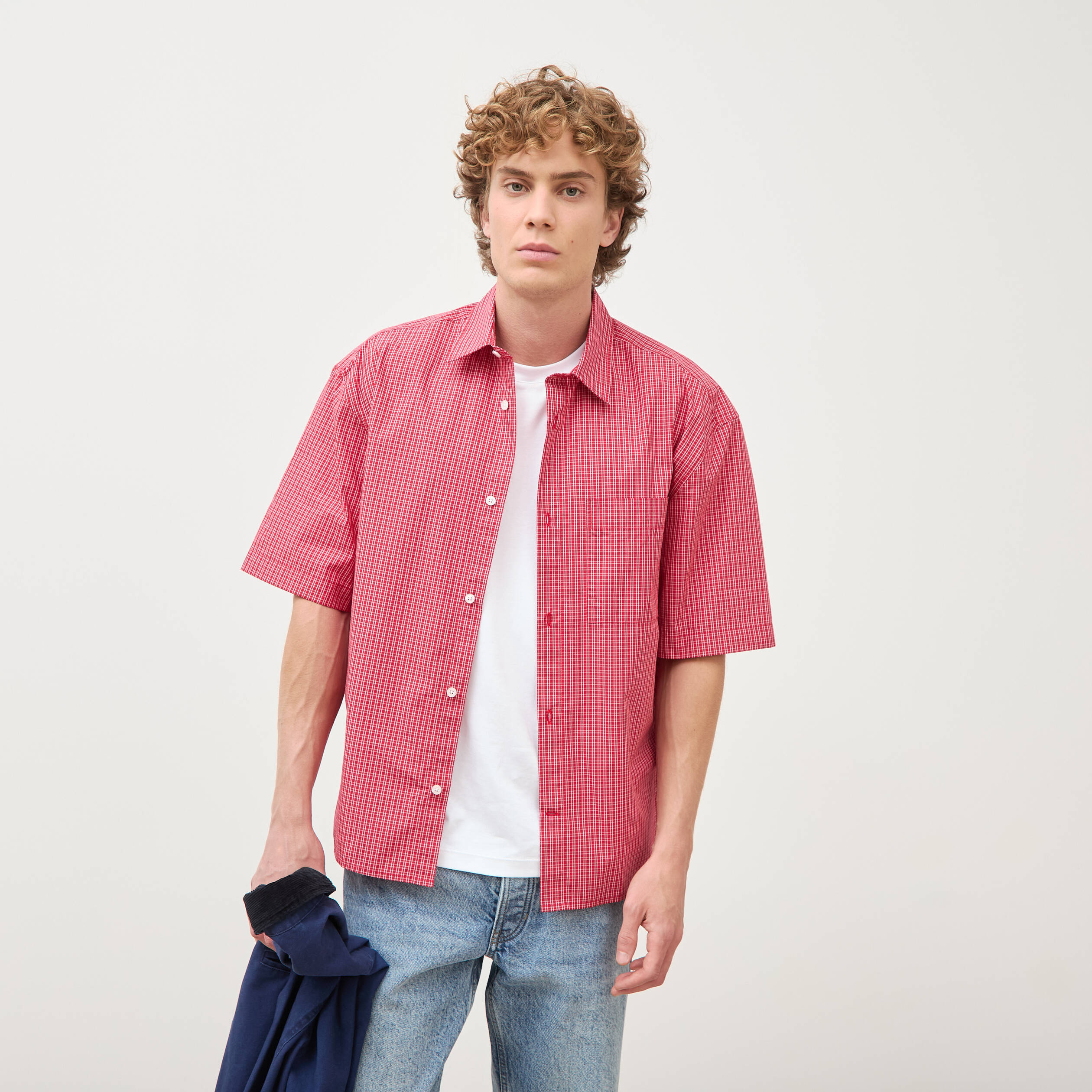 Chemise boyfriend en coton rouge homme