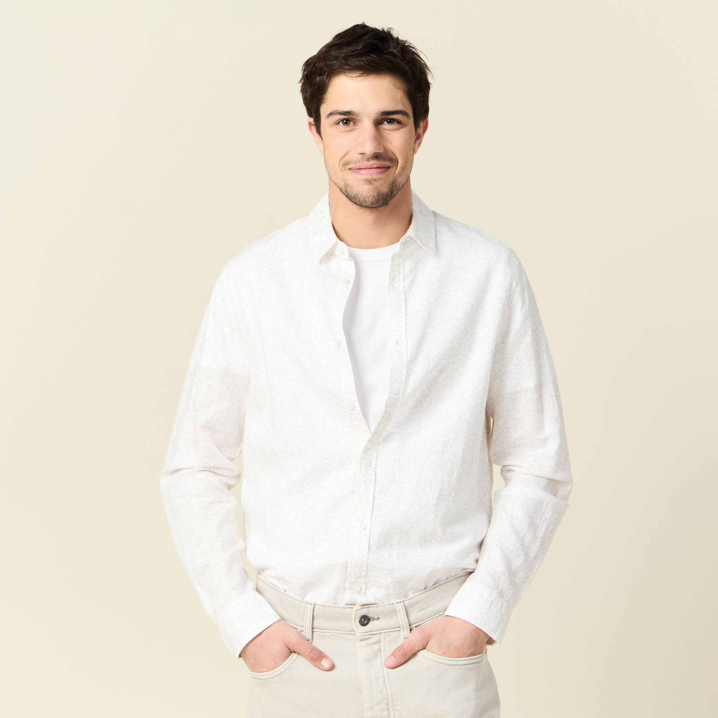Chemise manches longues blanc homme