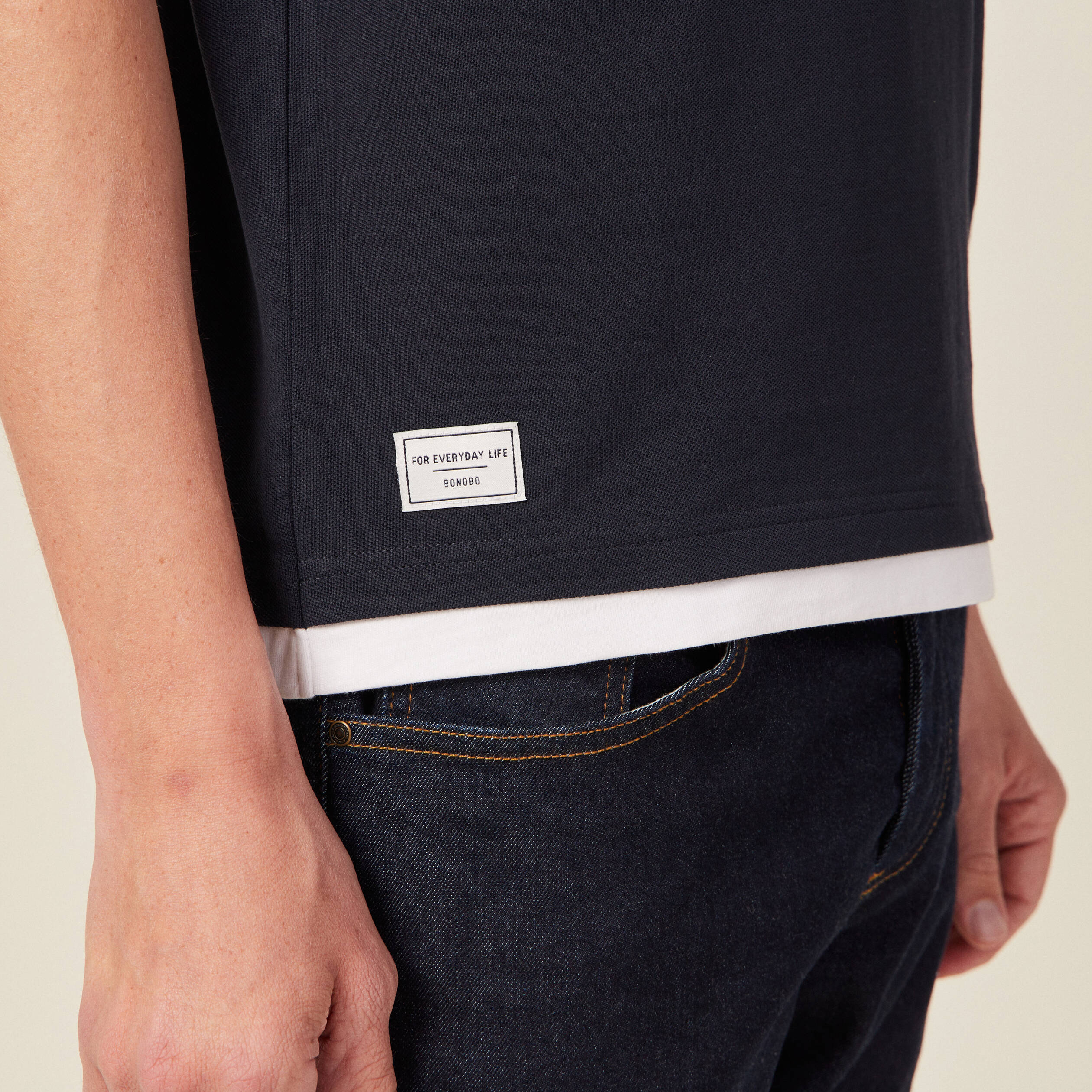 Polo manches courtes bleu marine homme
