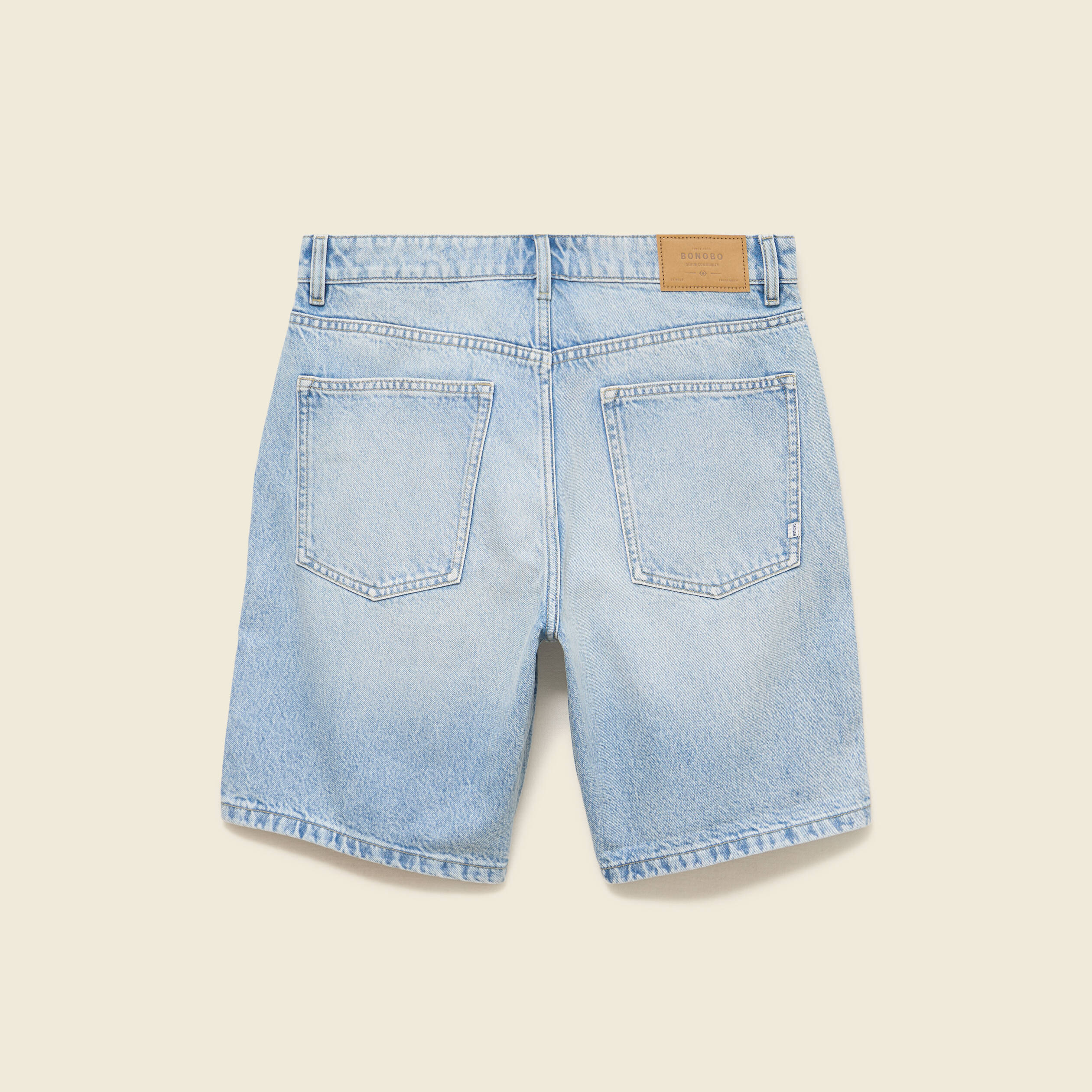 Bermuda en jean coton denim bleach homme