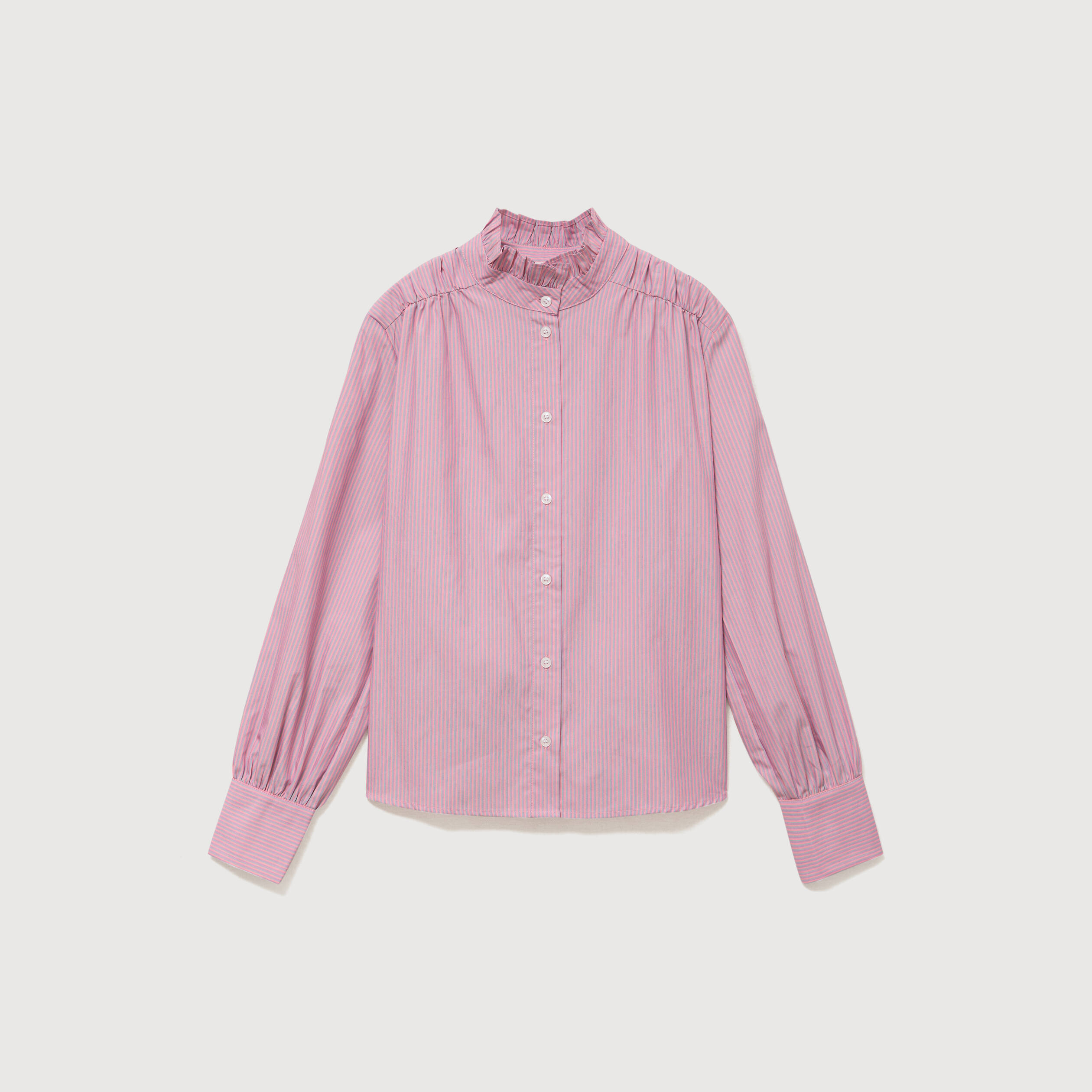 Chemise manches longues col montant multicolore femme