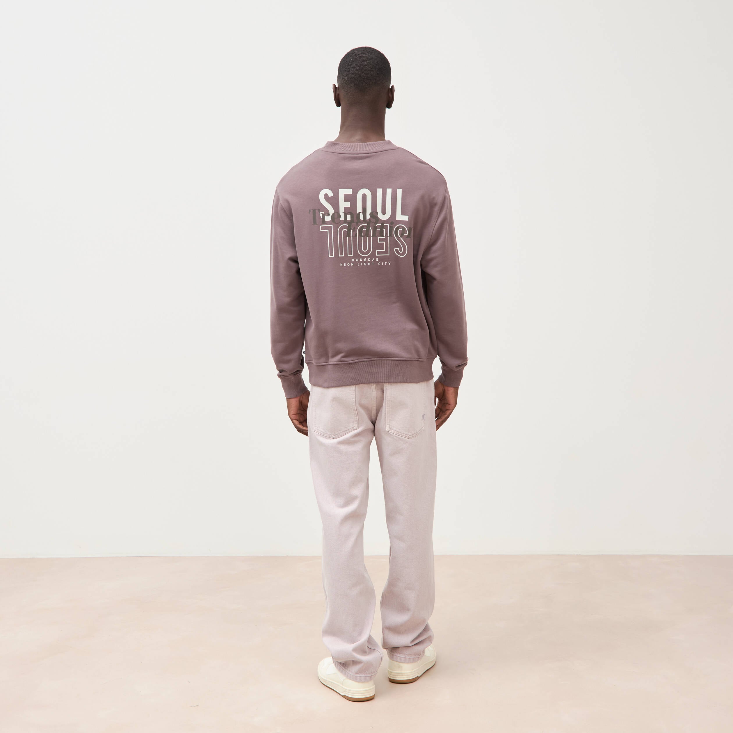 Sweat col rond manches longues mauve homme