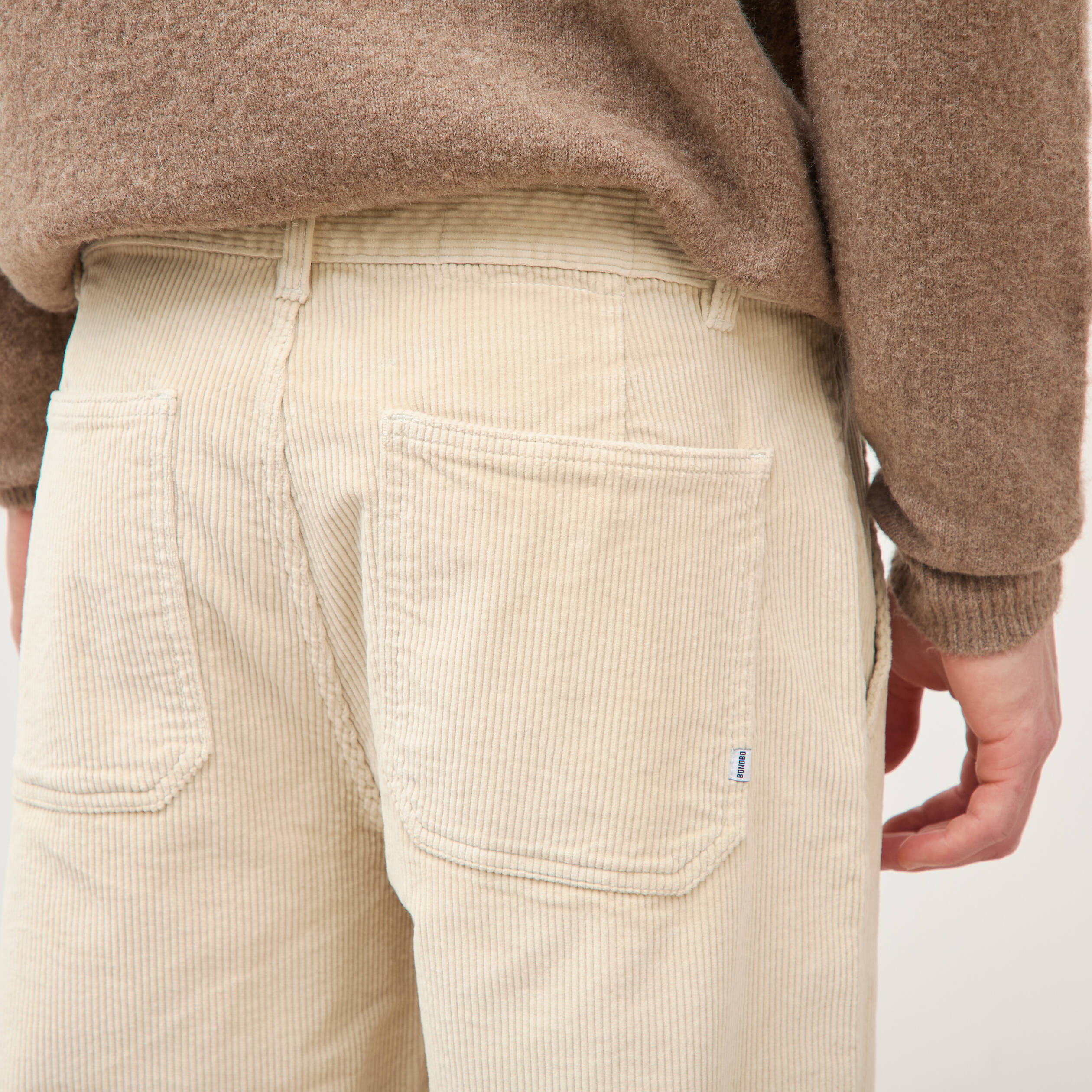 Pantalon droit en velours longueur 32 sable homme