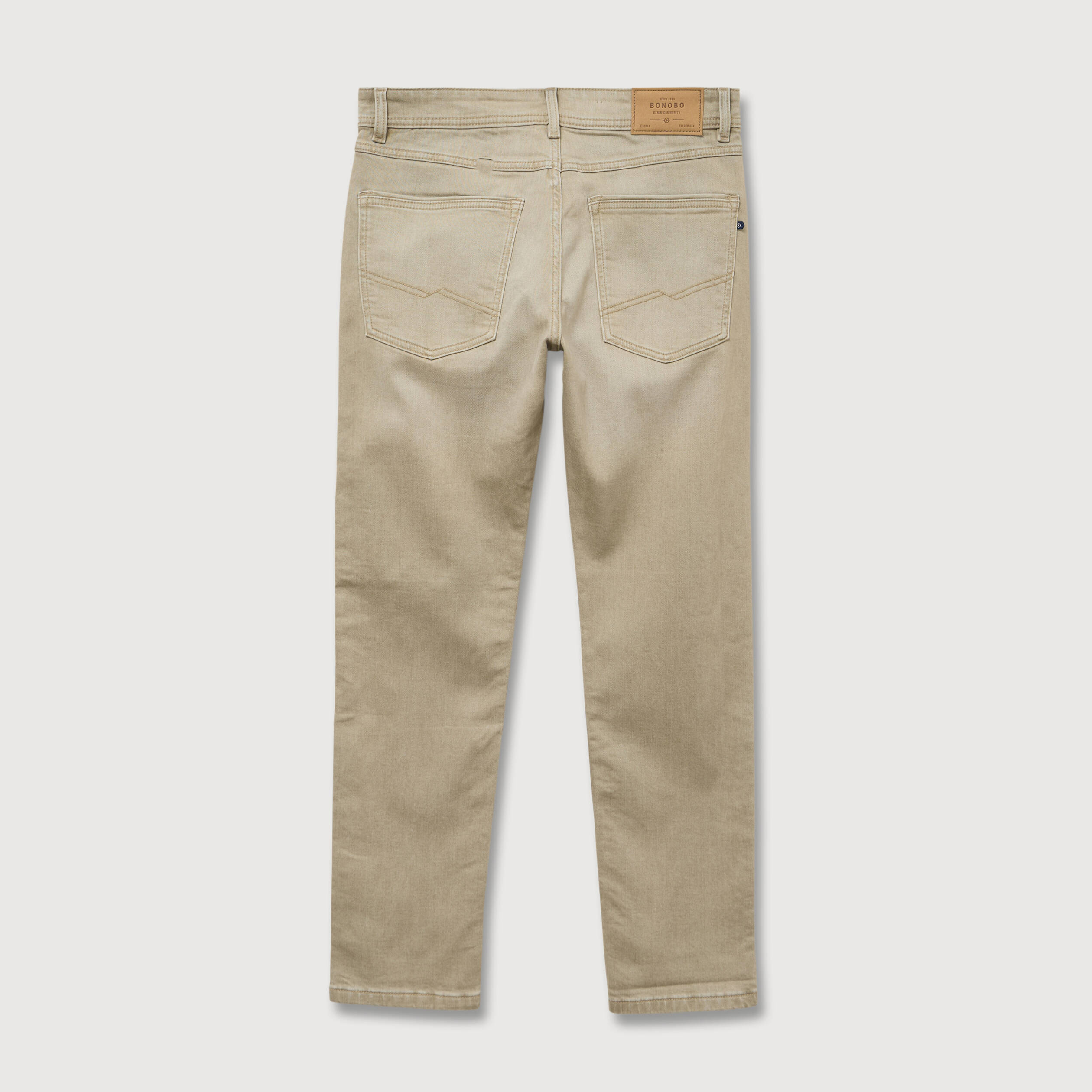 Jeans straight longueur 32 denim vert kaki homme