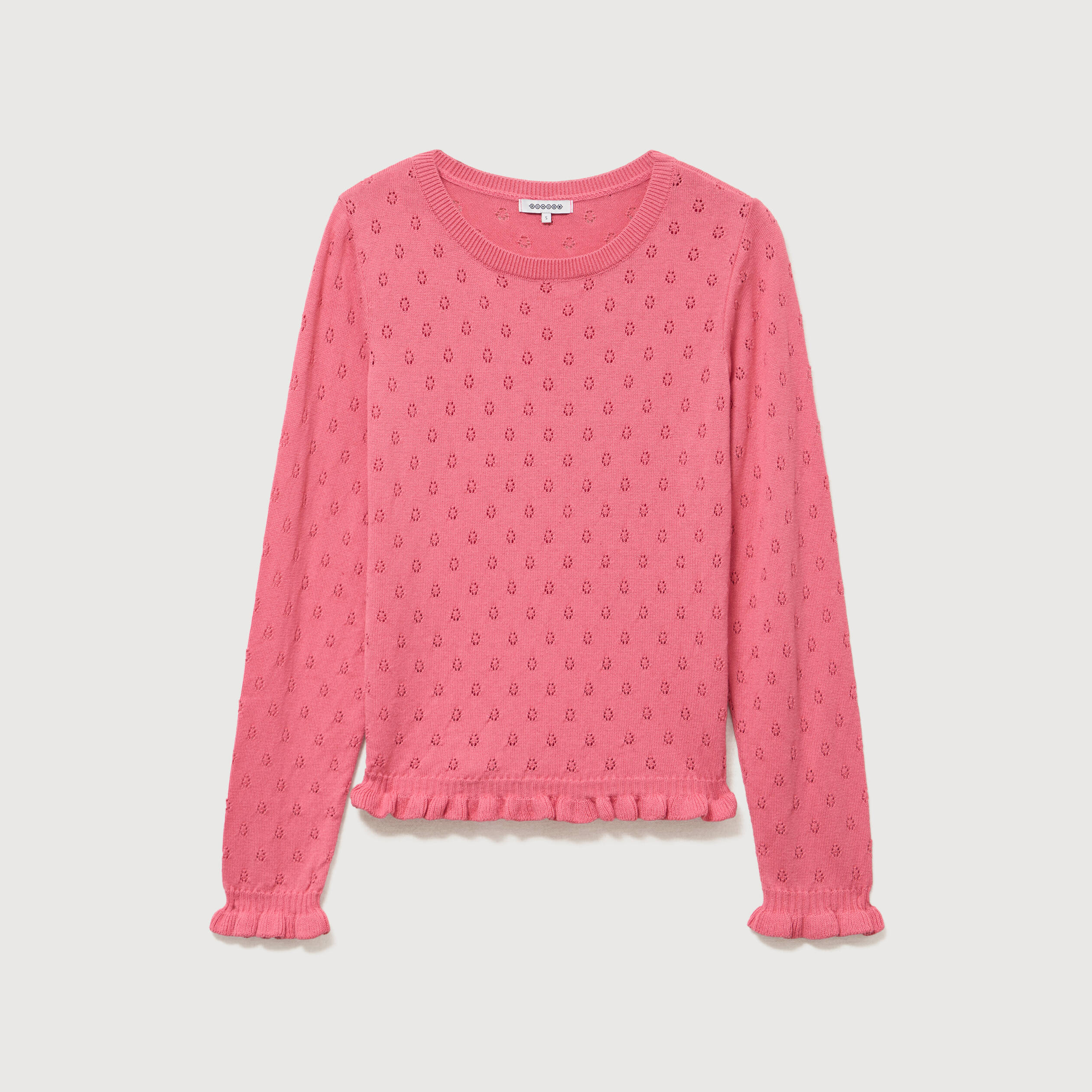 Pull droit col bateau manches longues vieux rose femme