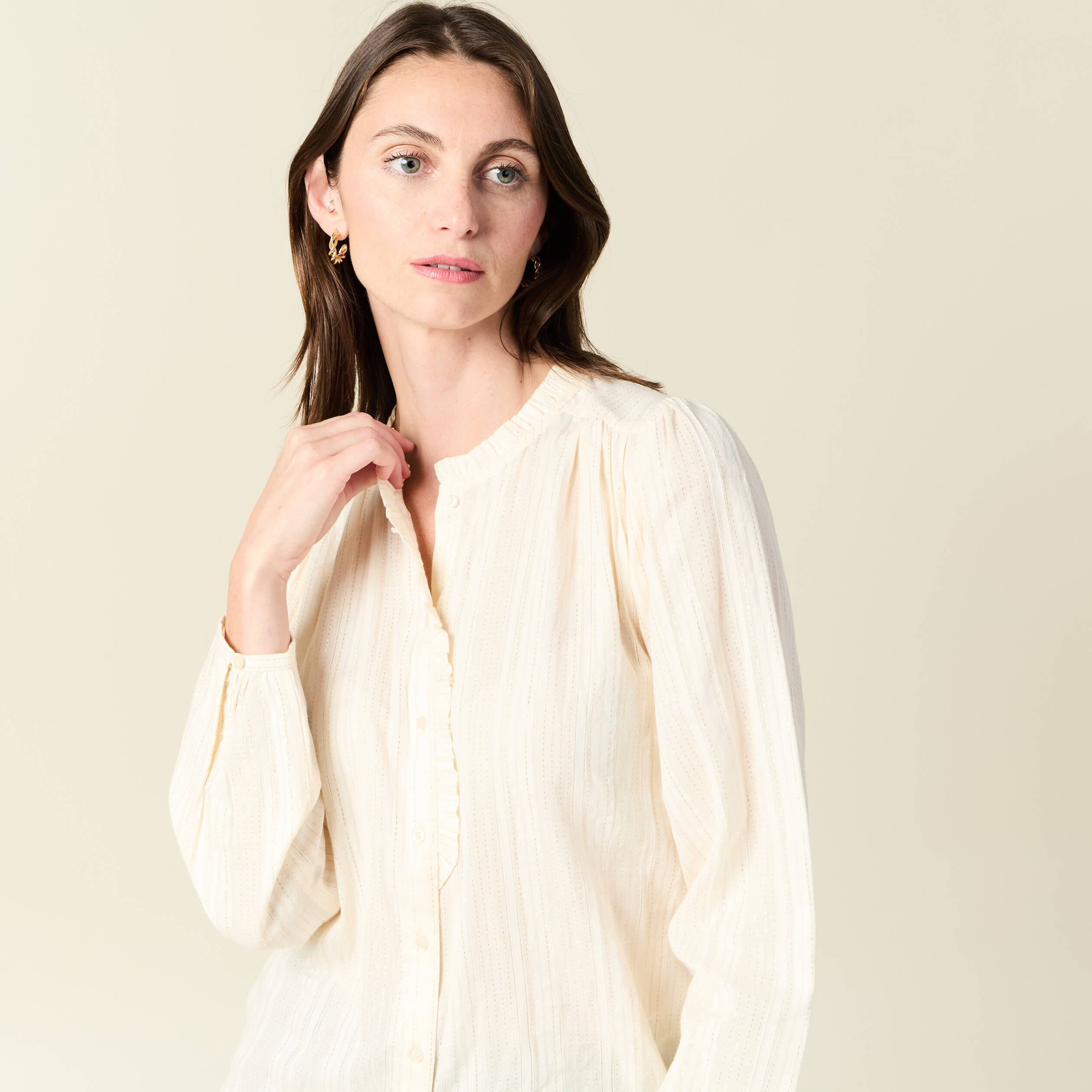 chemise manches longues creme femme Chemise manches longues creme femme