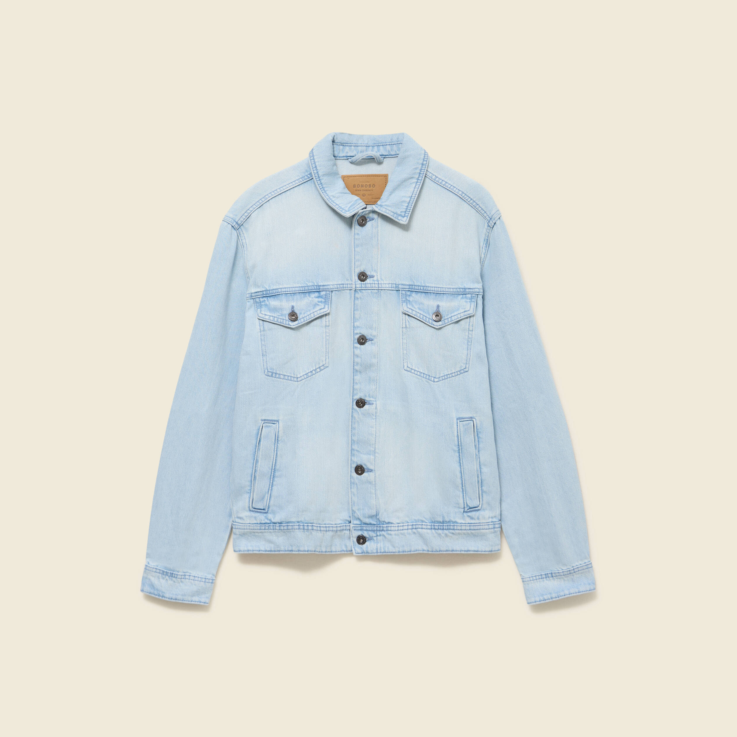 Veste droite en jean denim bleach homme