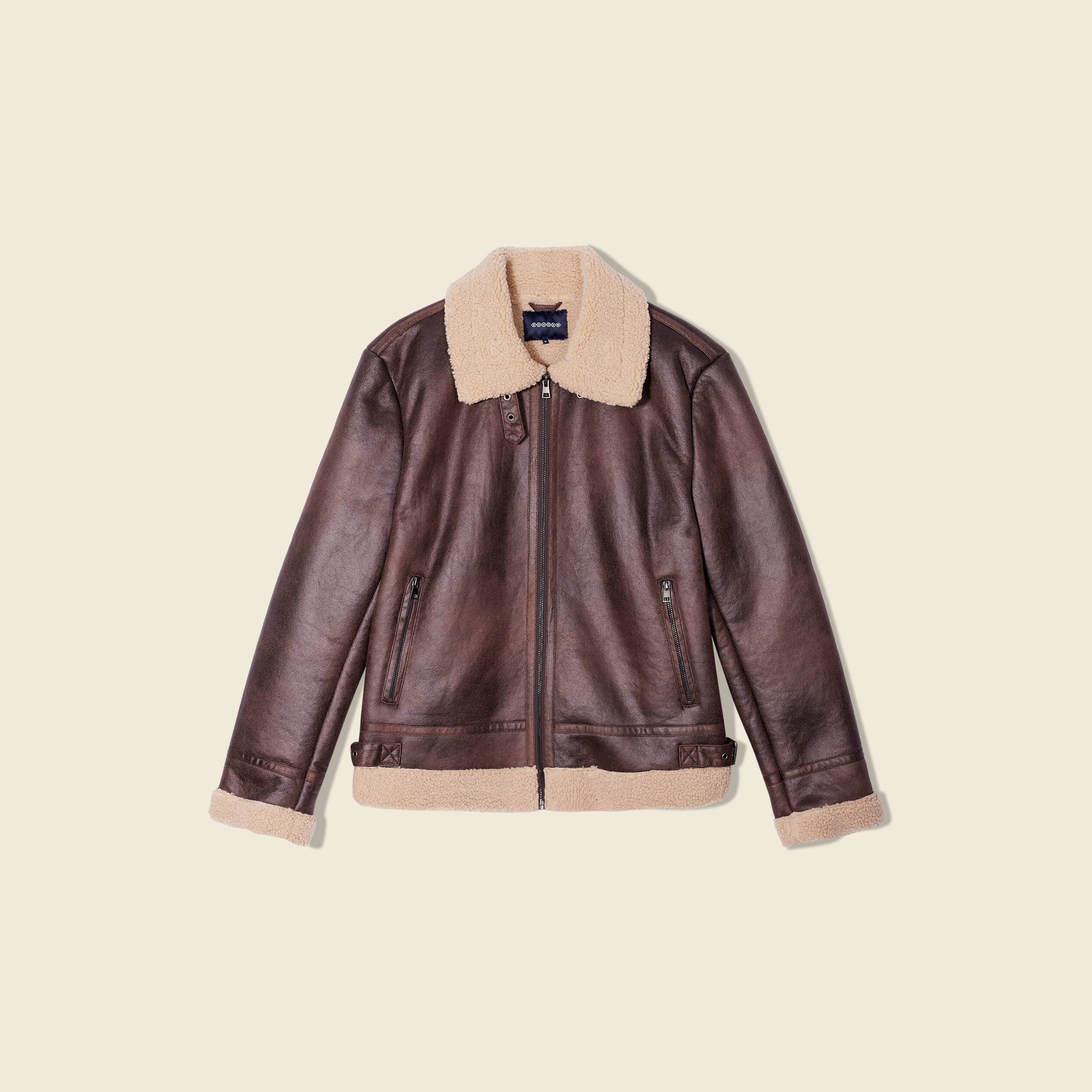 blouson droit simili cuir taupe homme Blouson droit simili cuir taupe homme