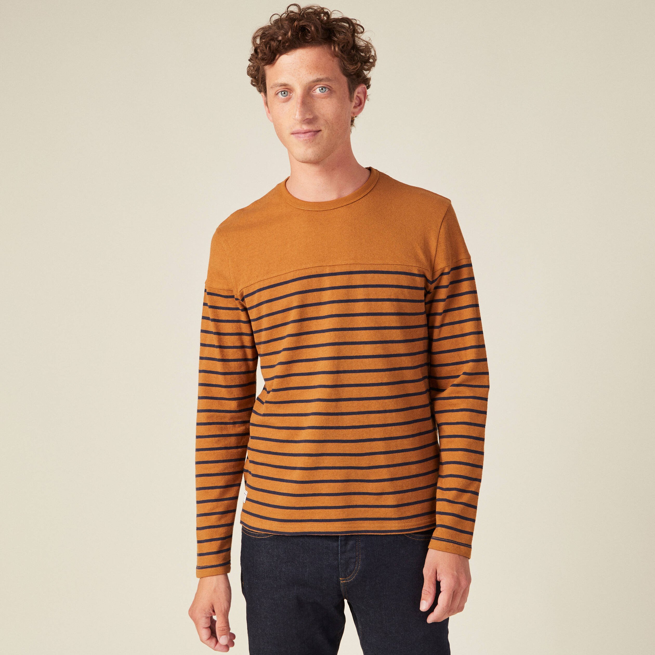 t shirt manches longues marron homme T-shirt manches longues marron homme