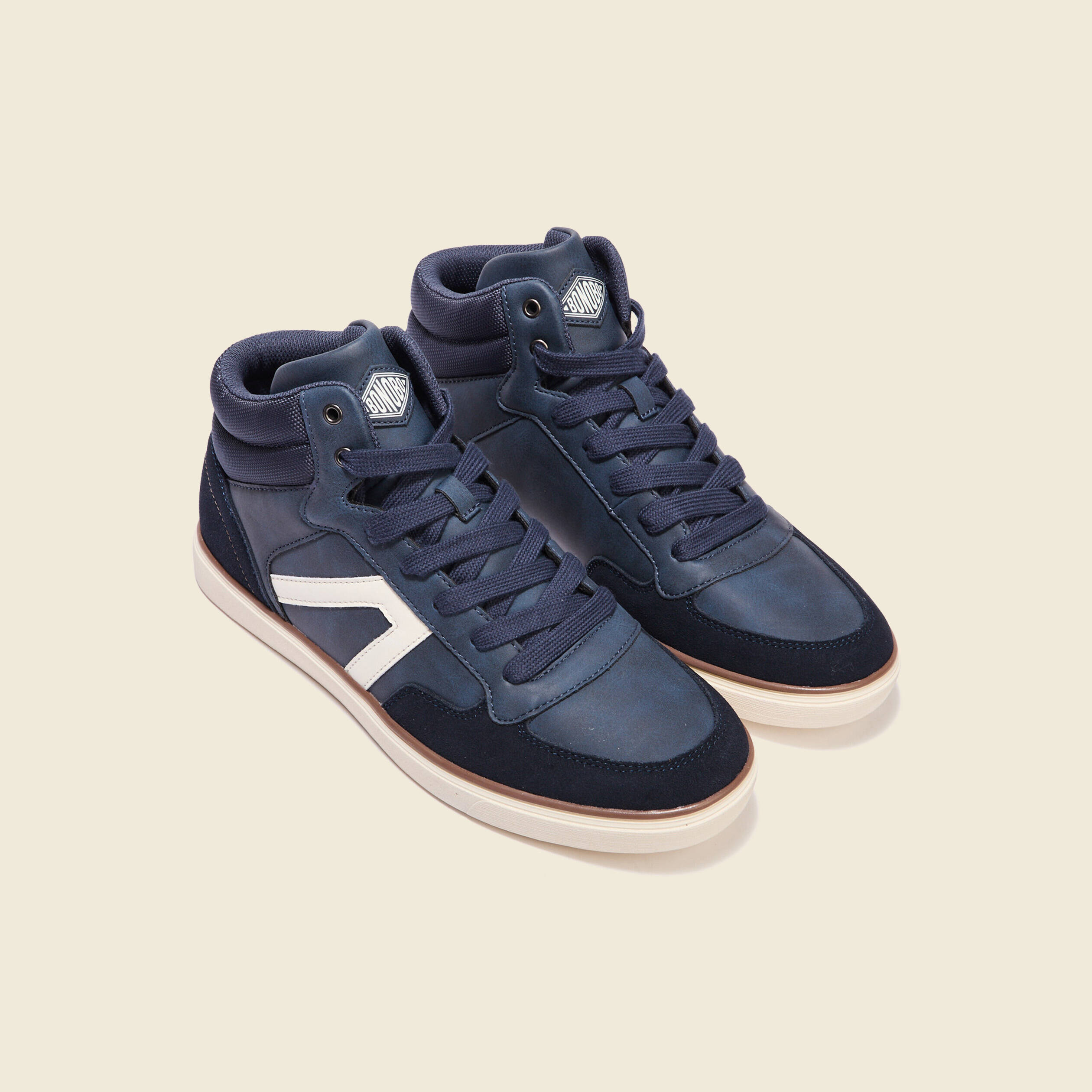 baskets montantes a lacets bleu marine homme Baskets montantes à lacets bleu marine homme