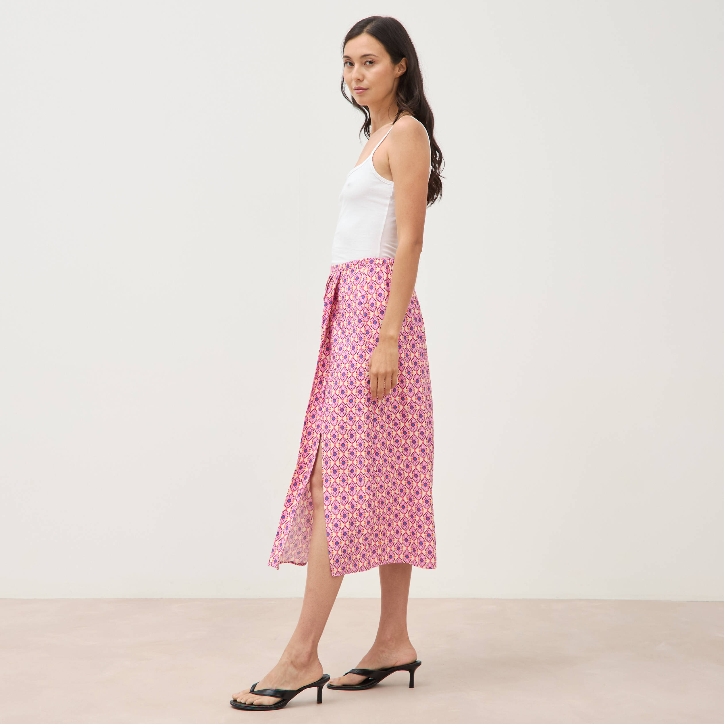 Jupe fluide multicolore femme