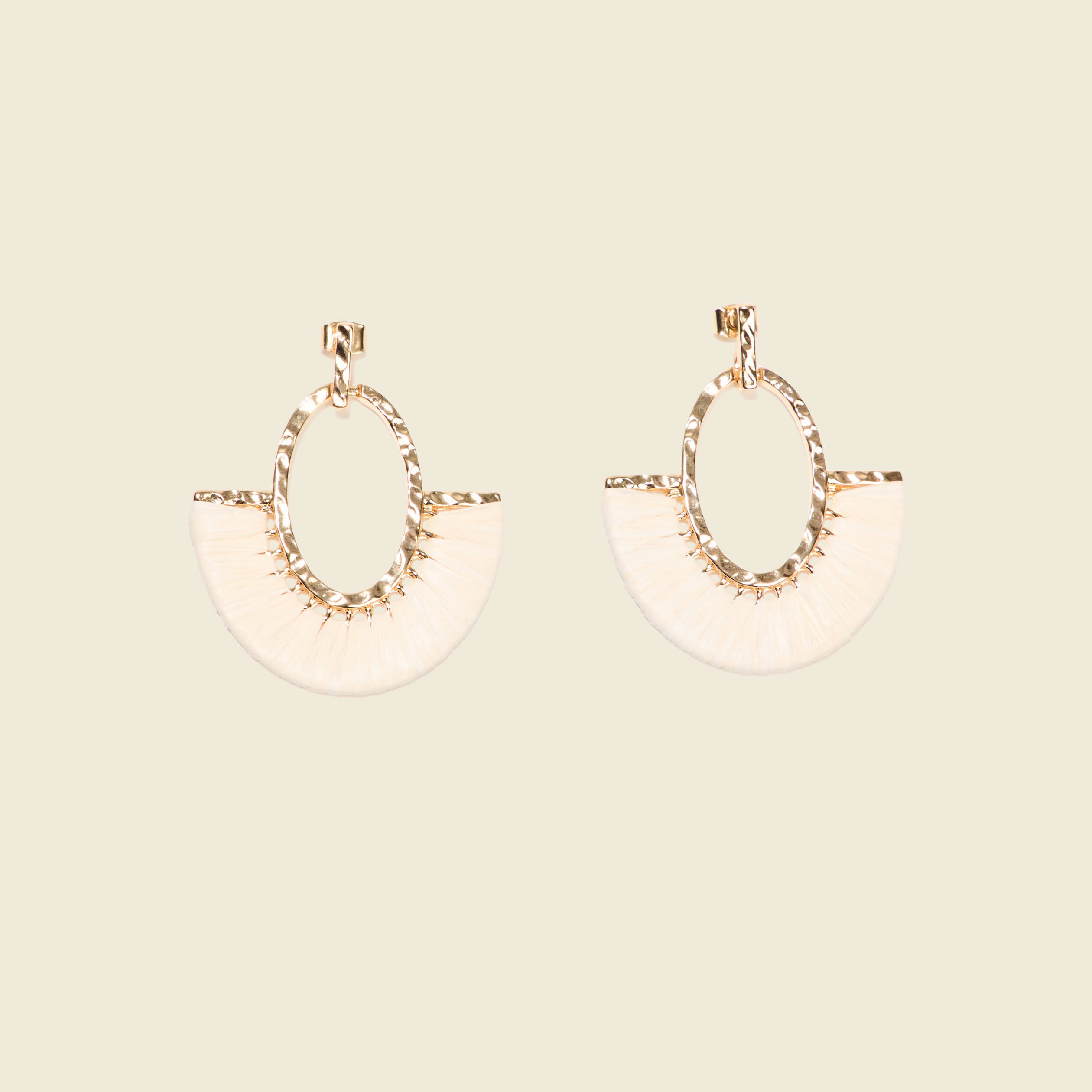 Boucles d'oreilles pendantes ecru femme