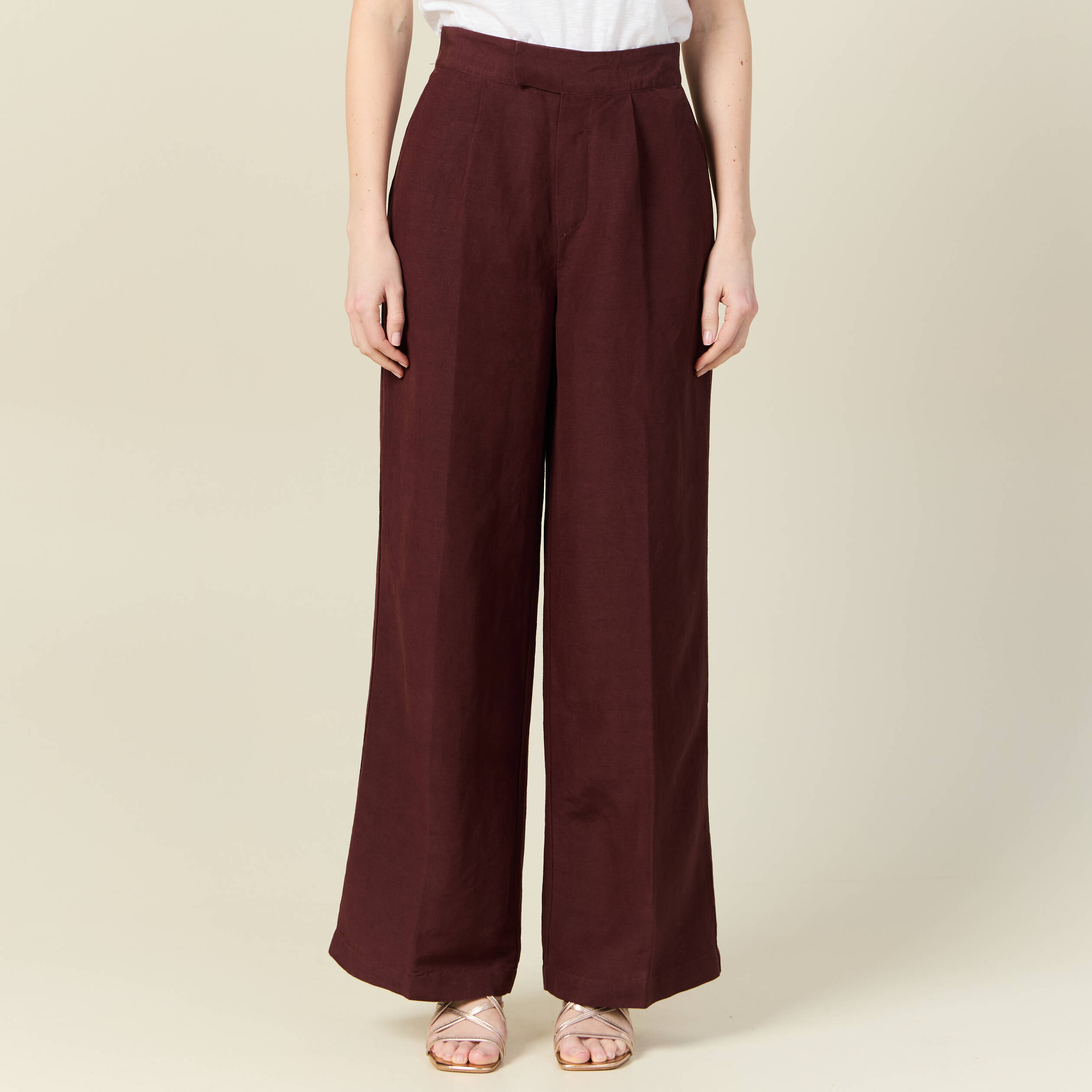 pantalon large fluide bordeaux femme Pantalon large fluide bordeaux femme