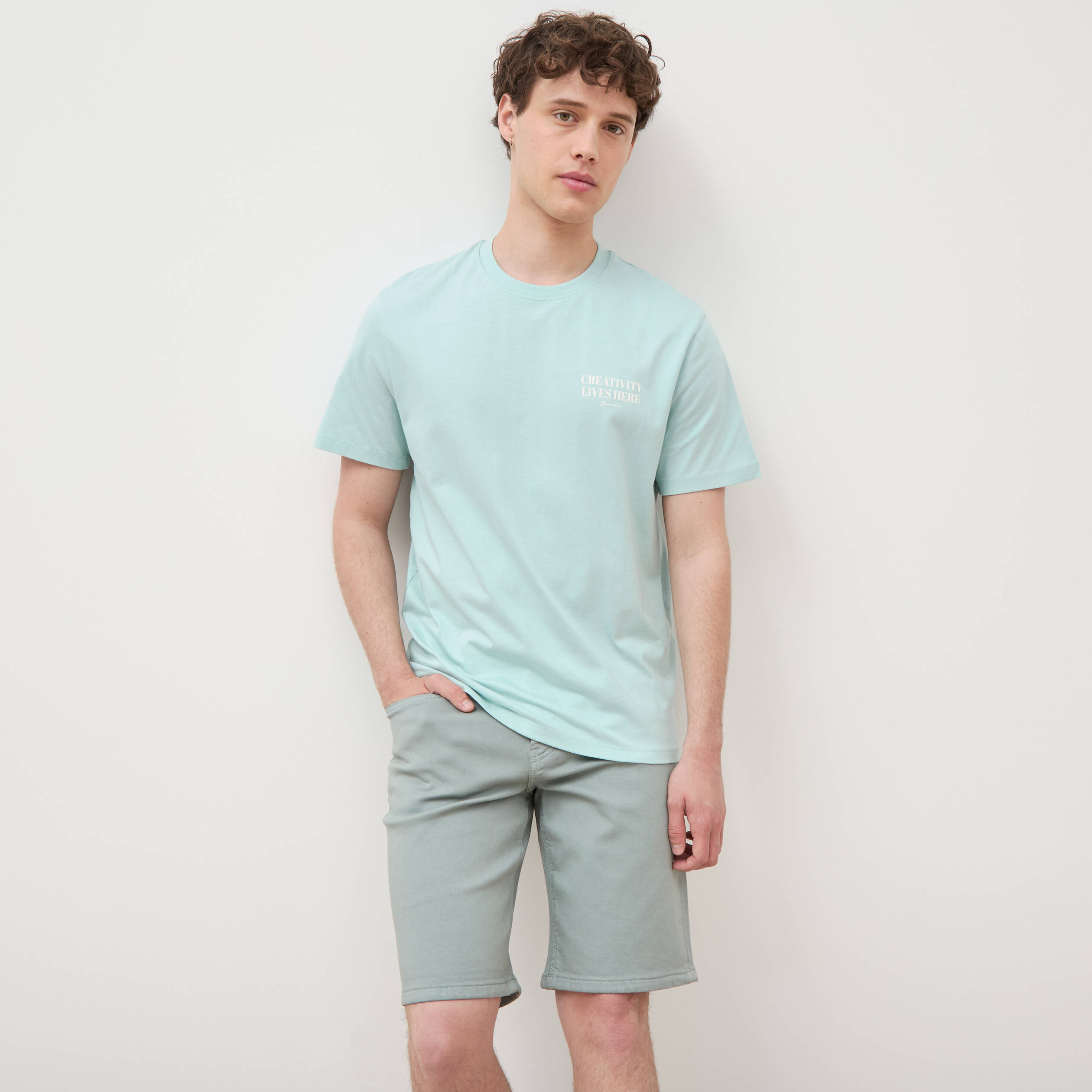 T-shirt en coton bleu gris homme