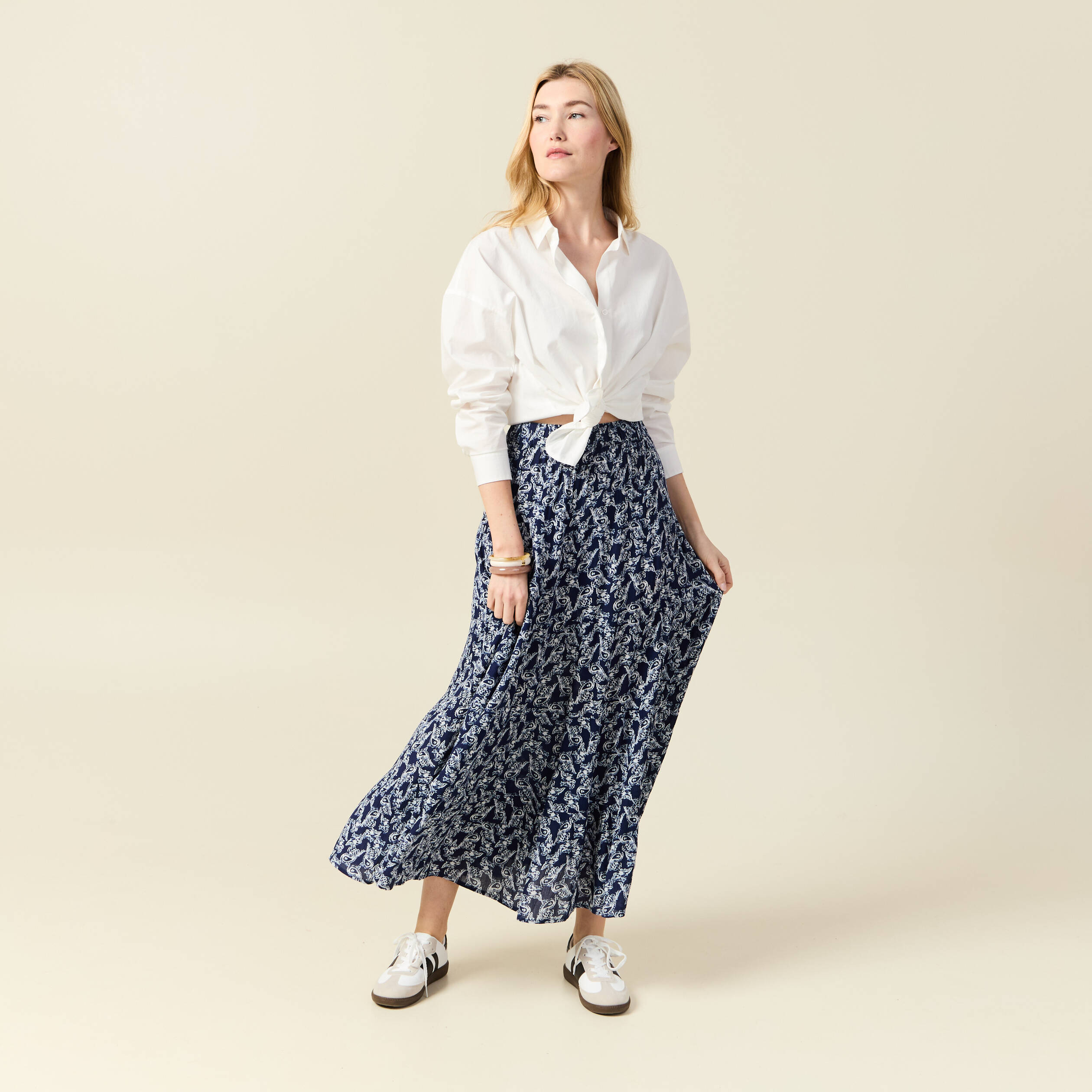 jupe longue droite fluide bleu marine femme Jupe longue droite fluide bleu marine femme