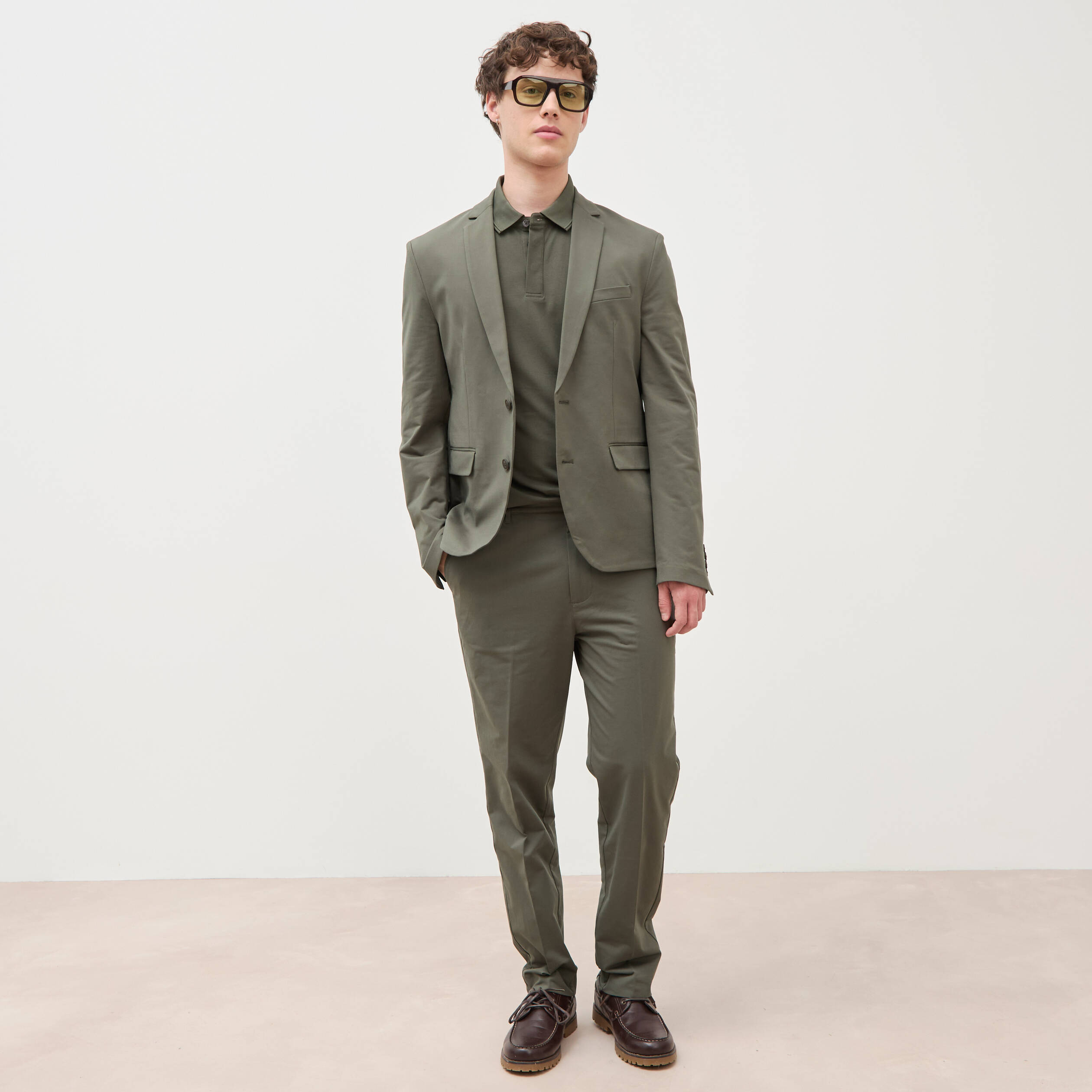Veste blazer stretch vert fonc&eacute; homme