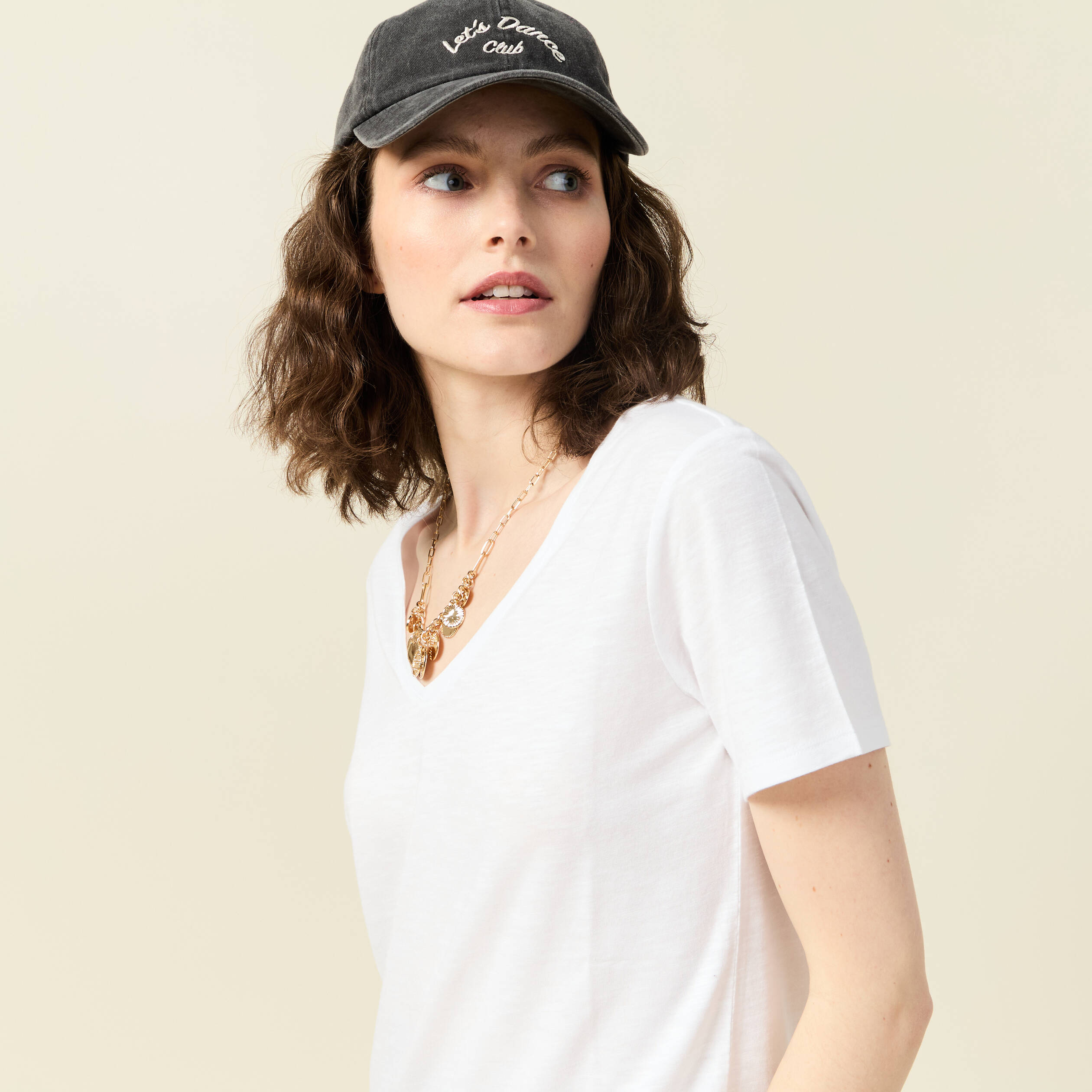 T-shirt en jersey manches courtes - Blanc cassé - Femme - 1.60