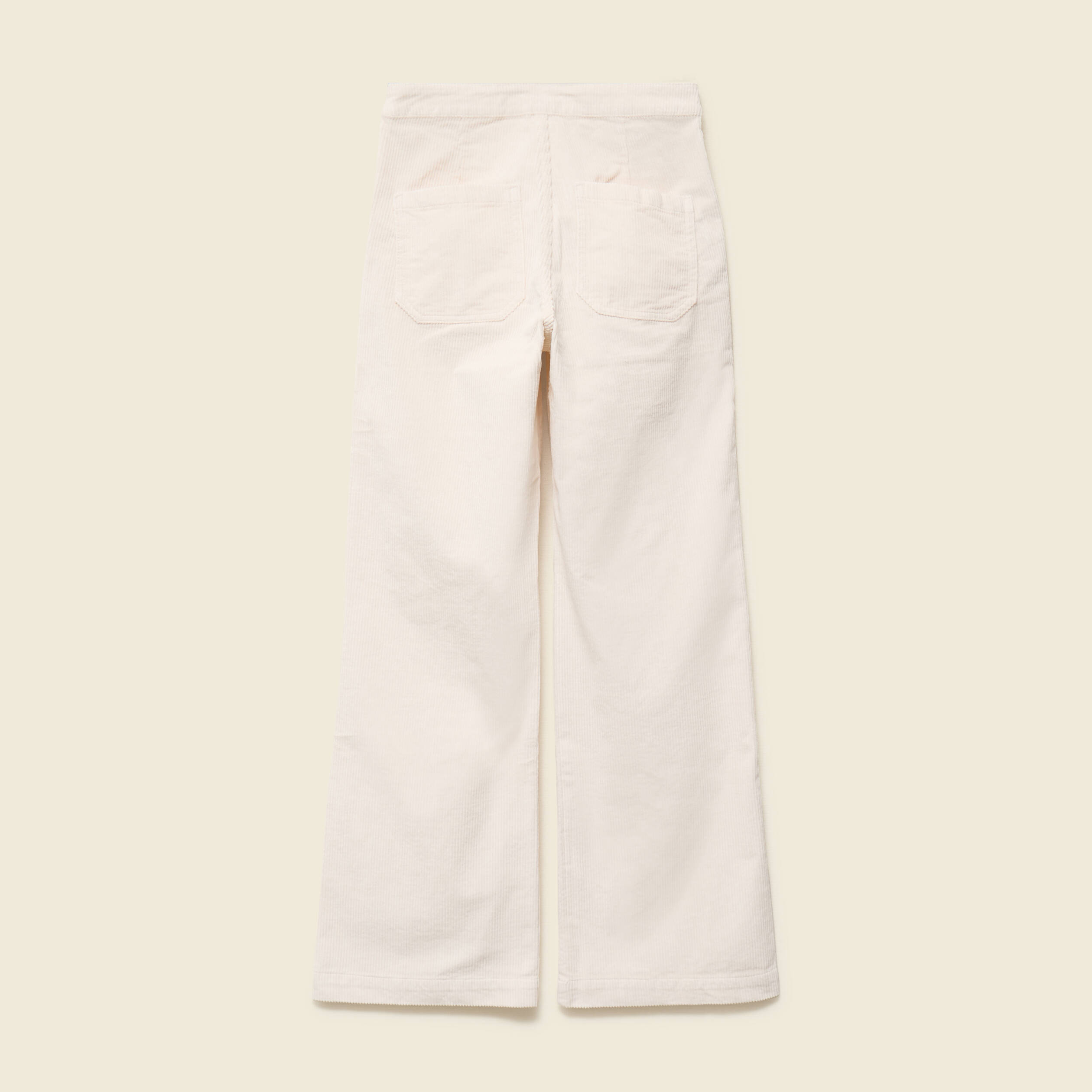 Pantalon large taille haute en velours ivoire femme