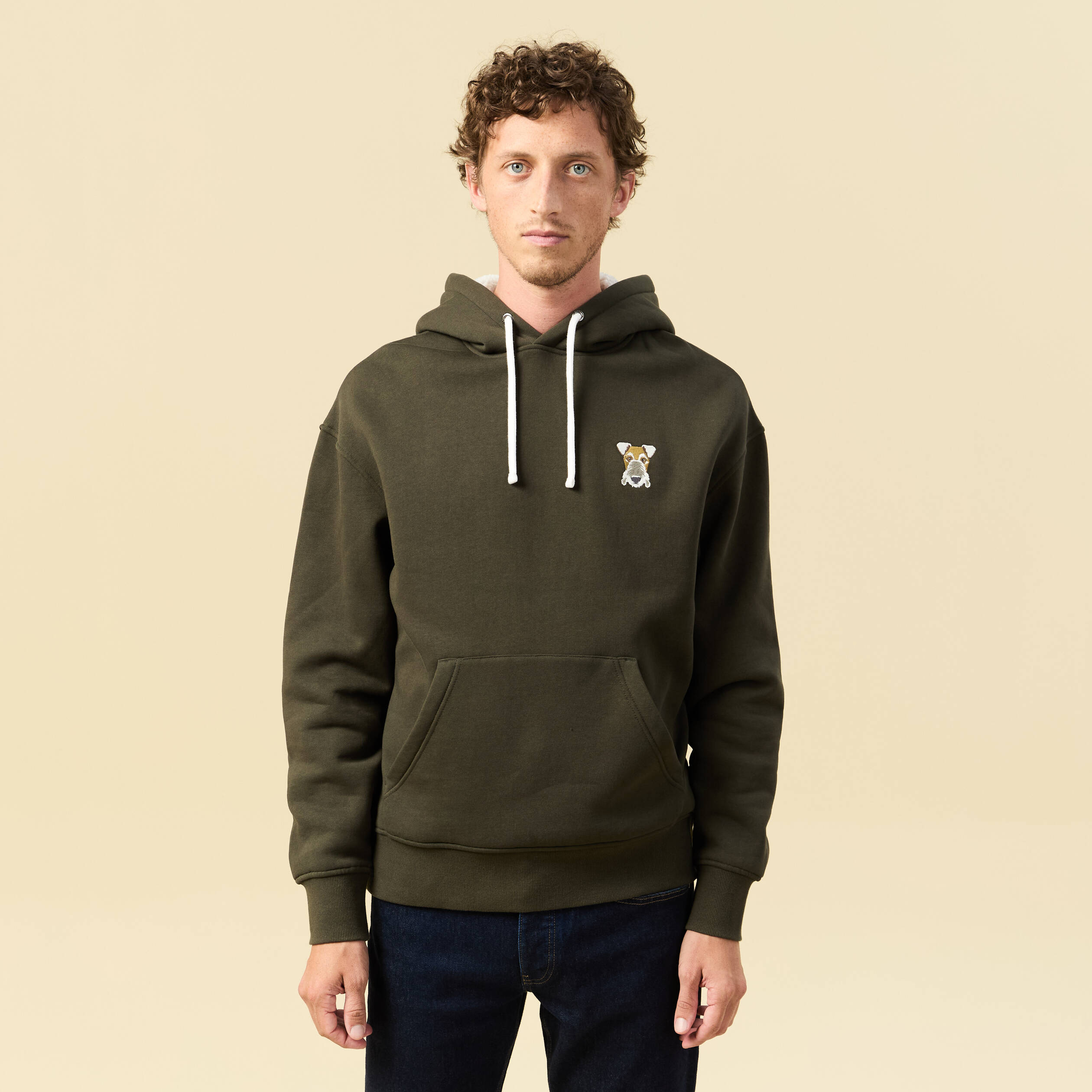 Sweat effet polaire manches longues vert kaki homme