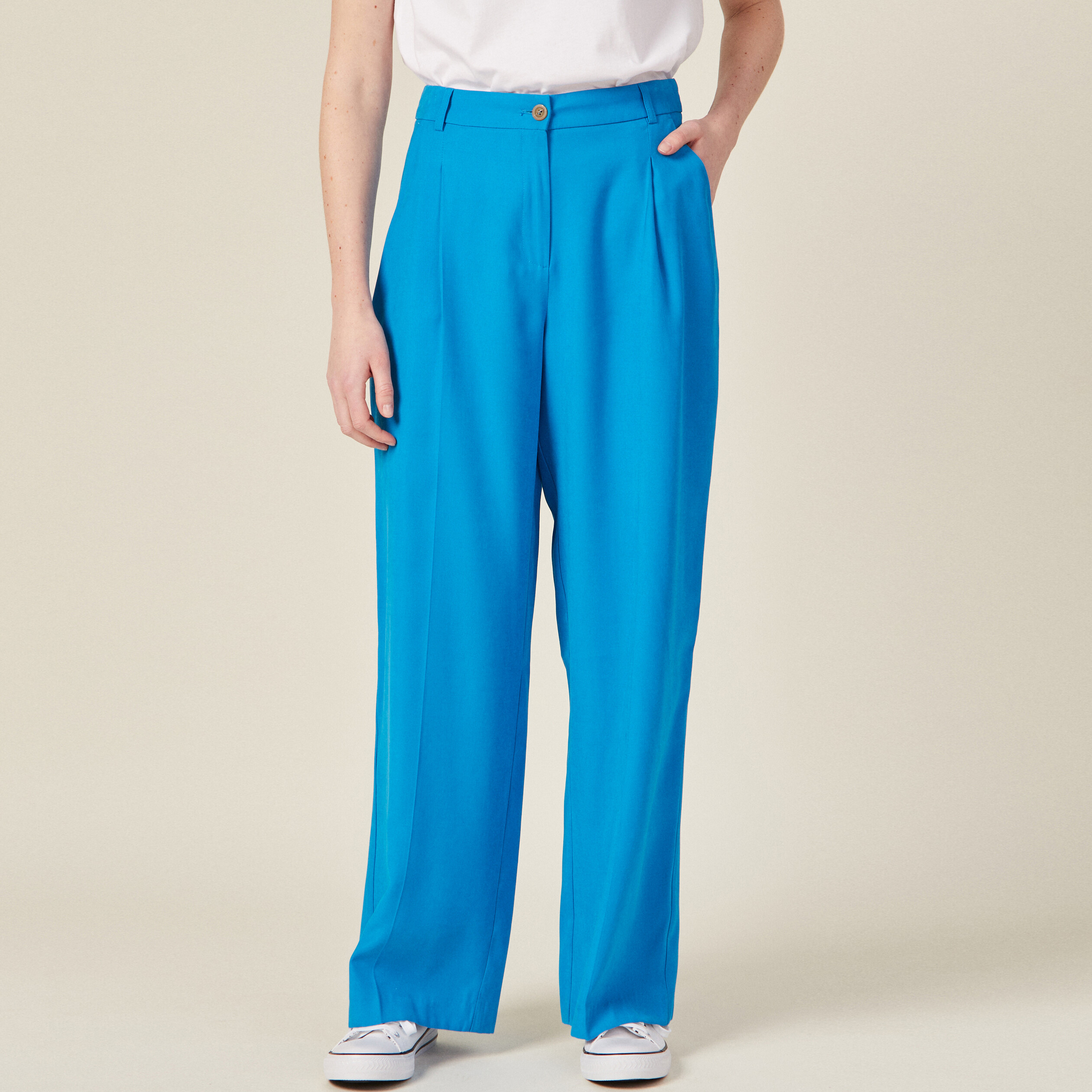 Pantalon à Pinces Pour Femme - Taille 36, Gris à Carreaux, Occasion Très Bon état