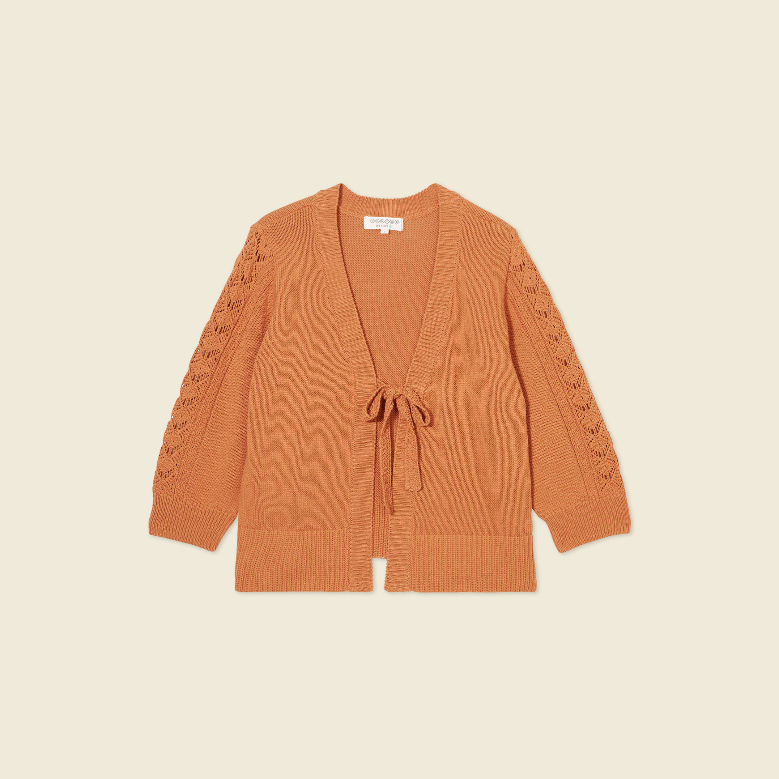 Kimono ajour&eacute; col v manches 3/4 rouge fonc&eacute; femme