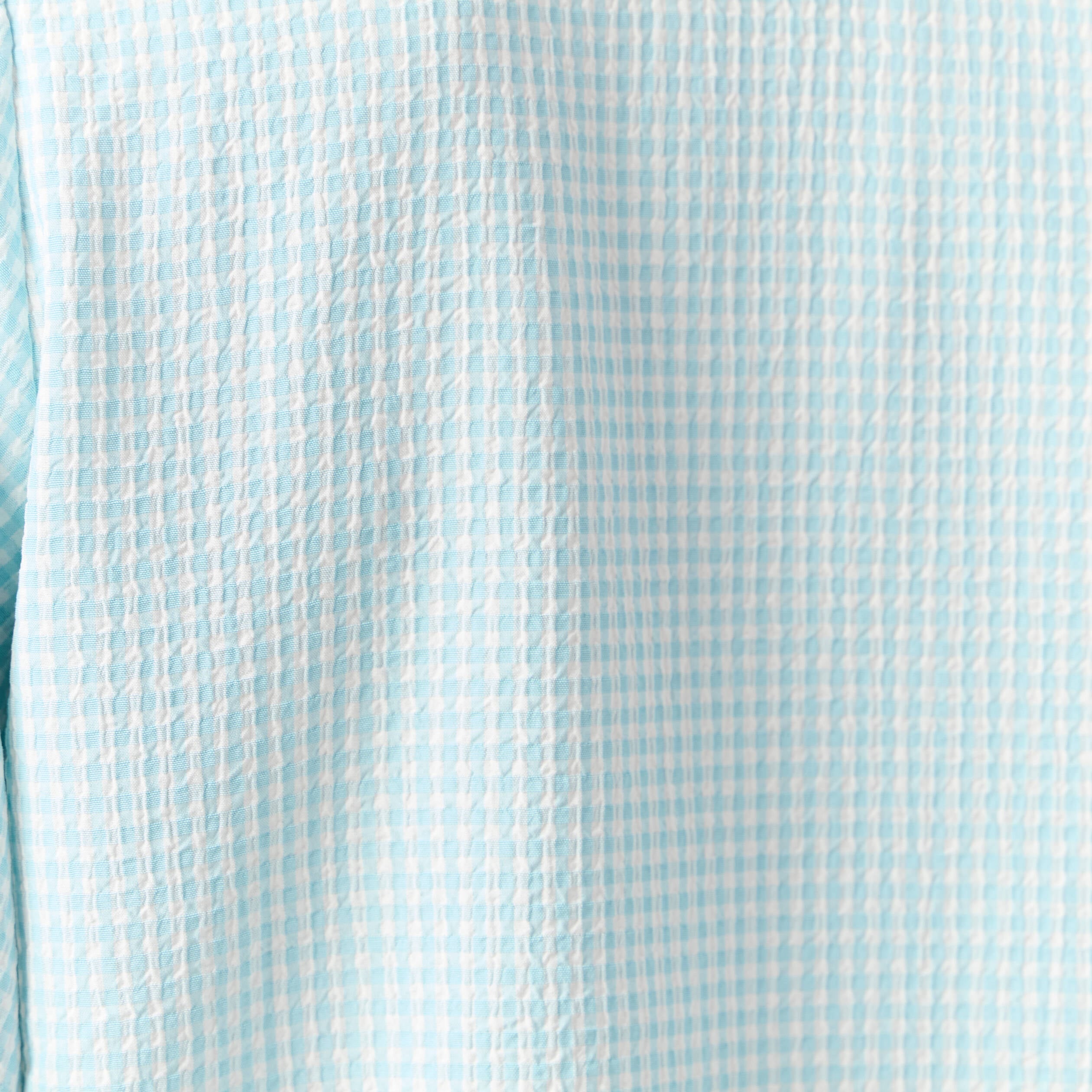 Blouse manches courtes nou&eacute;e bleu pastel femme