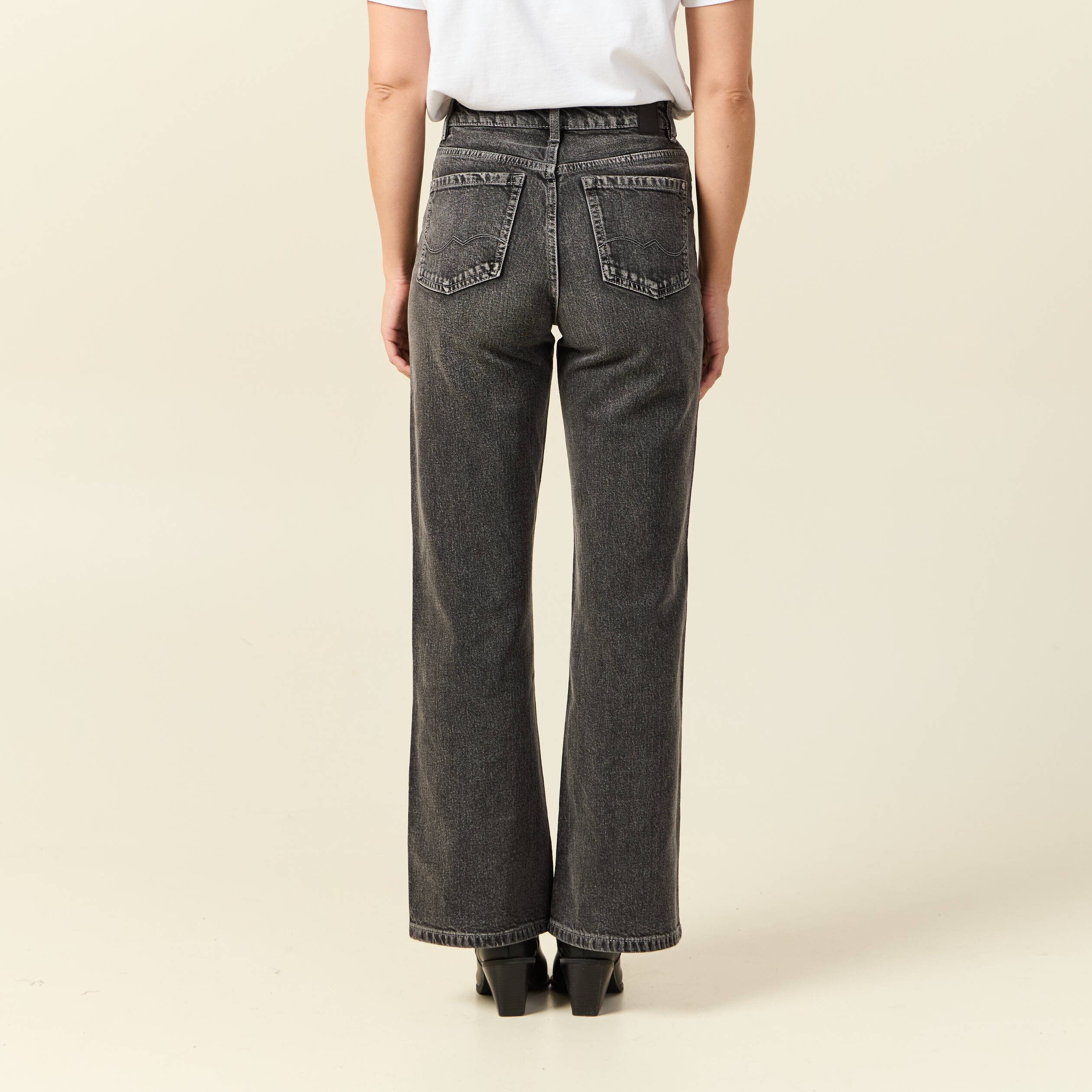 jeans large taille haute denim snow gris femme Jeans large taille haute denim snow gris femme