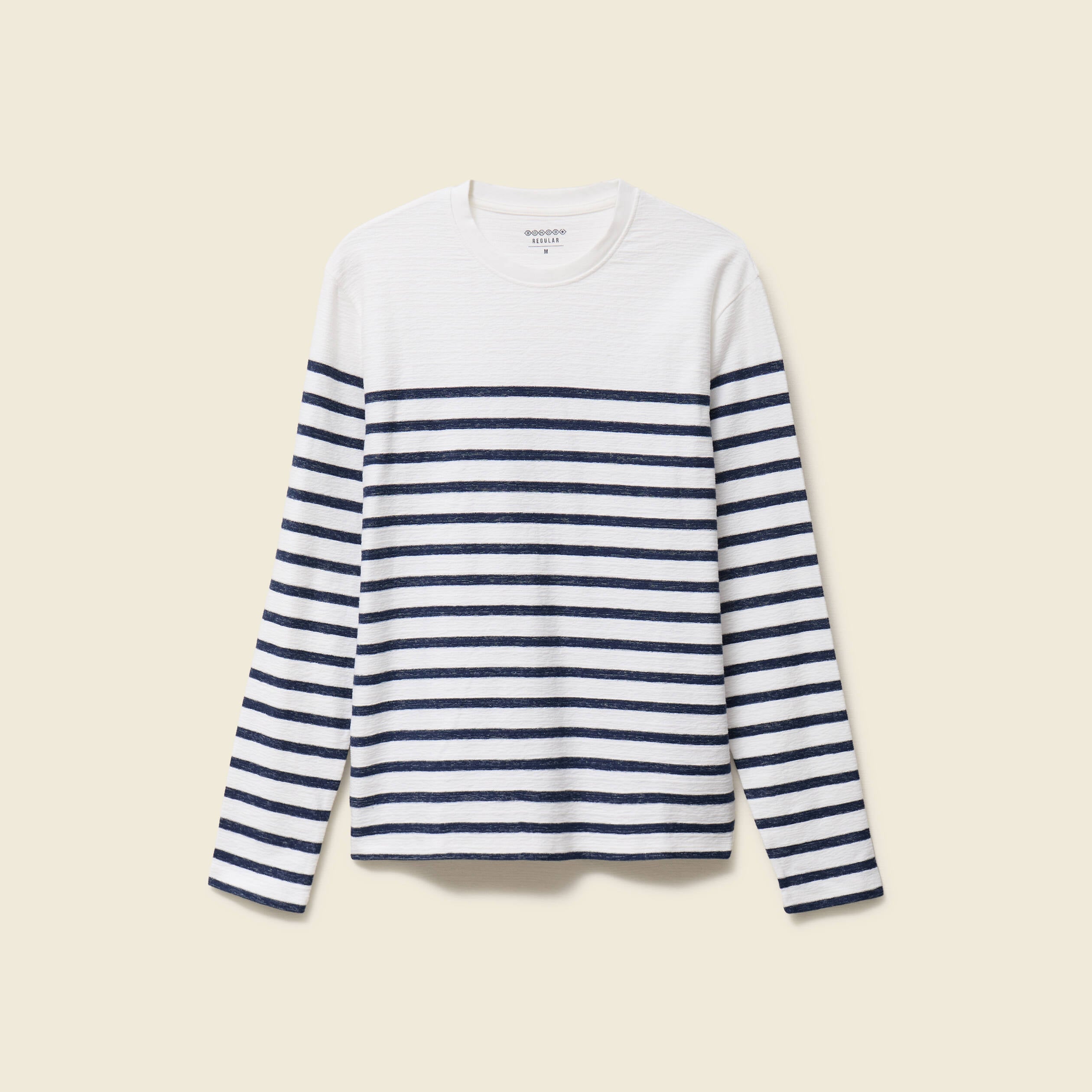 T-shirt ajust&eacute; col rond manches longues ecru homme