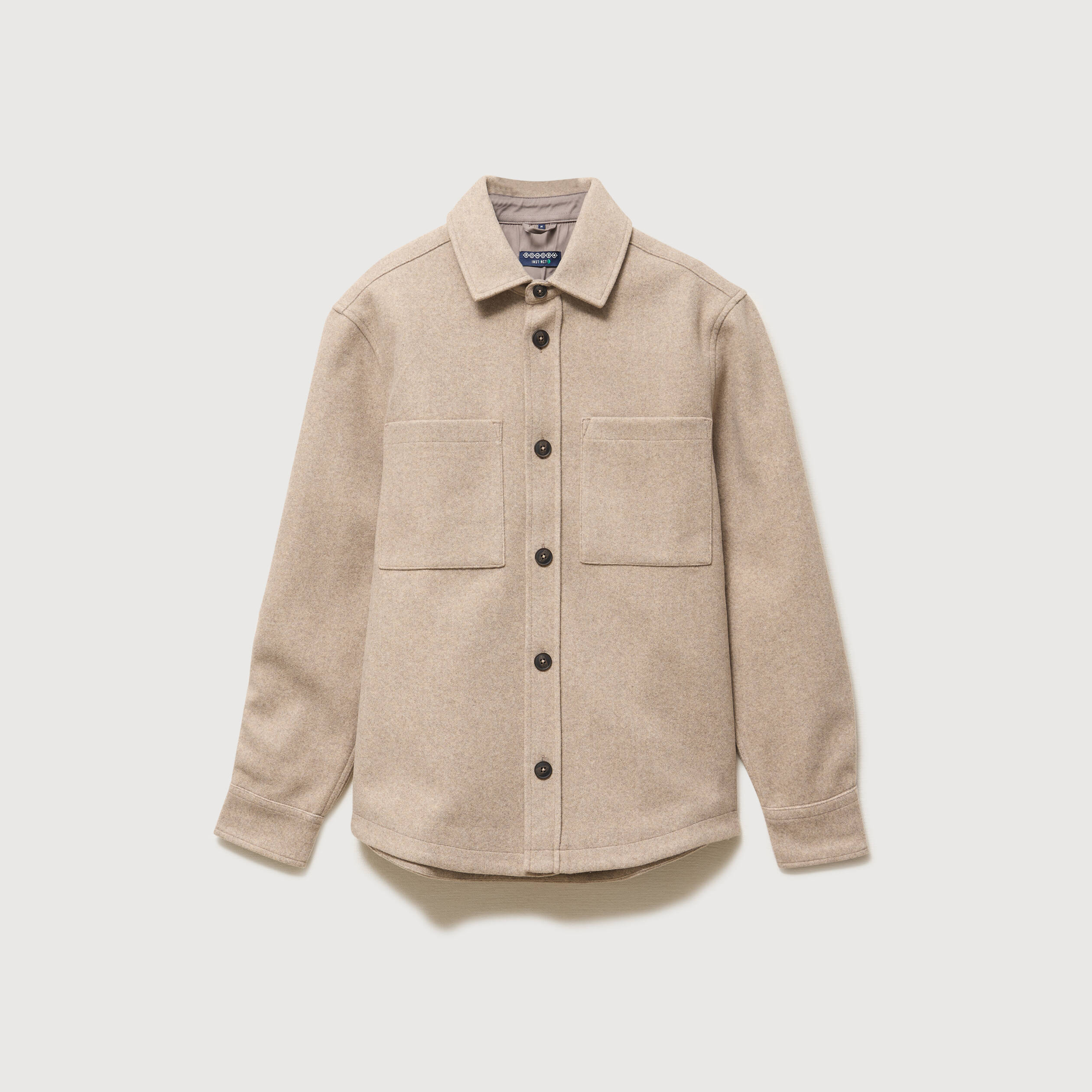 Surchemise boutonn&eacute;e beige homme