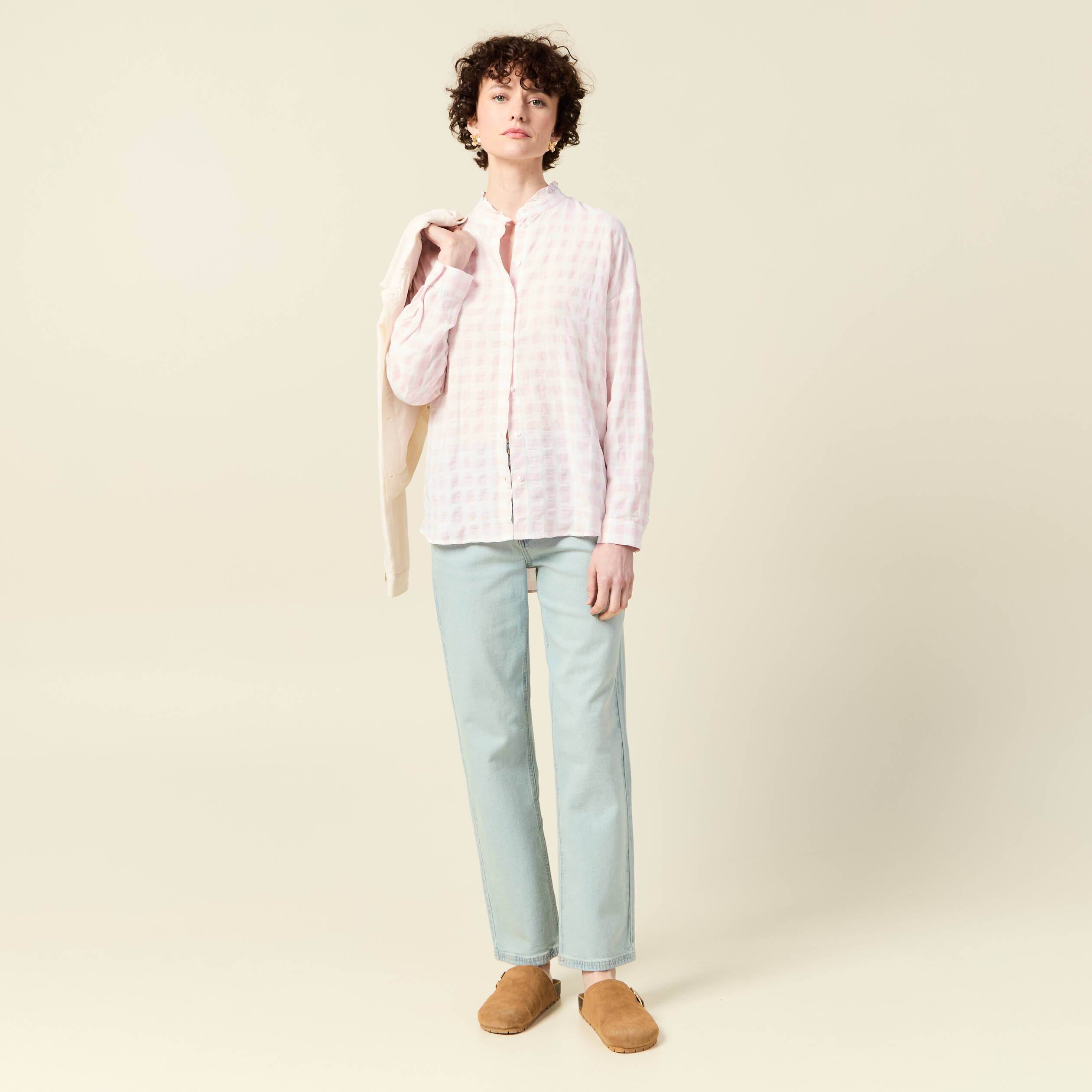 chemise manches longues rose clair femme Chemise manches longues rose clair femme