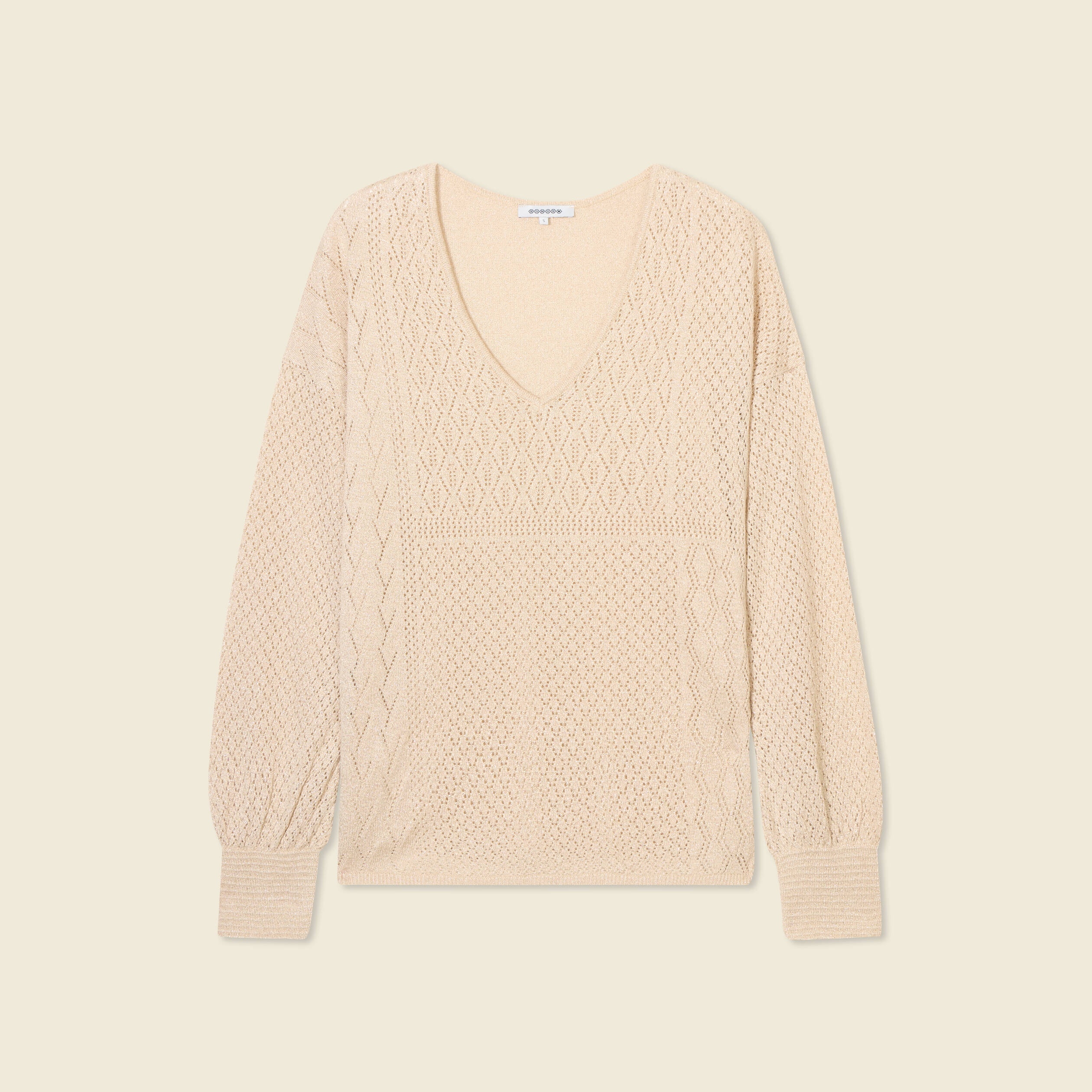 pull manches longues ajoure creme femme Pull manches longues ajouré creme femme