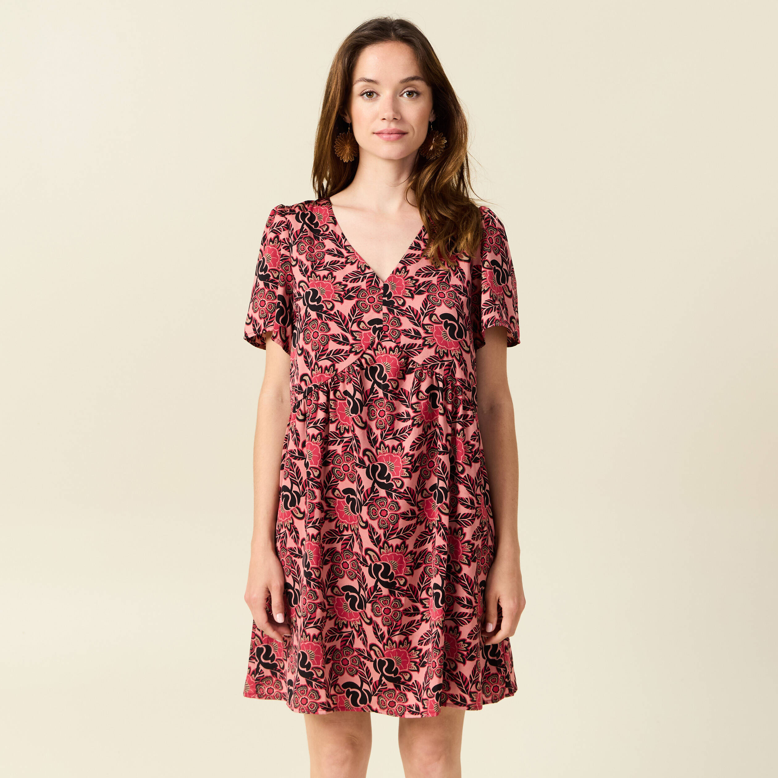 Robe Fourreau Madeleine - Rose Tendre - Taille M/L 40 - 97% Coton - Manches Courtes - Neuf Sans étiquette
