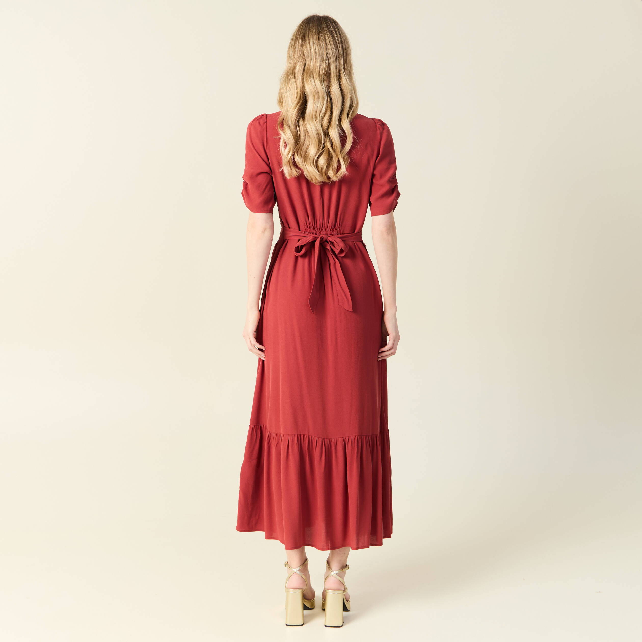 robe longue trapeze orange fonce femme Robe longue trapèze orange foncé femme