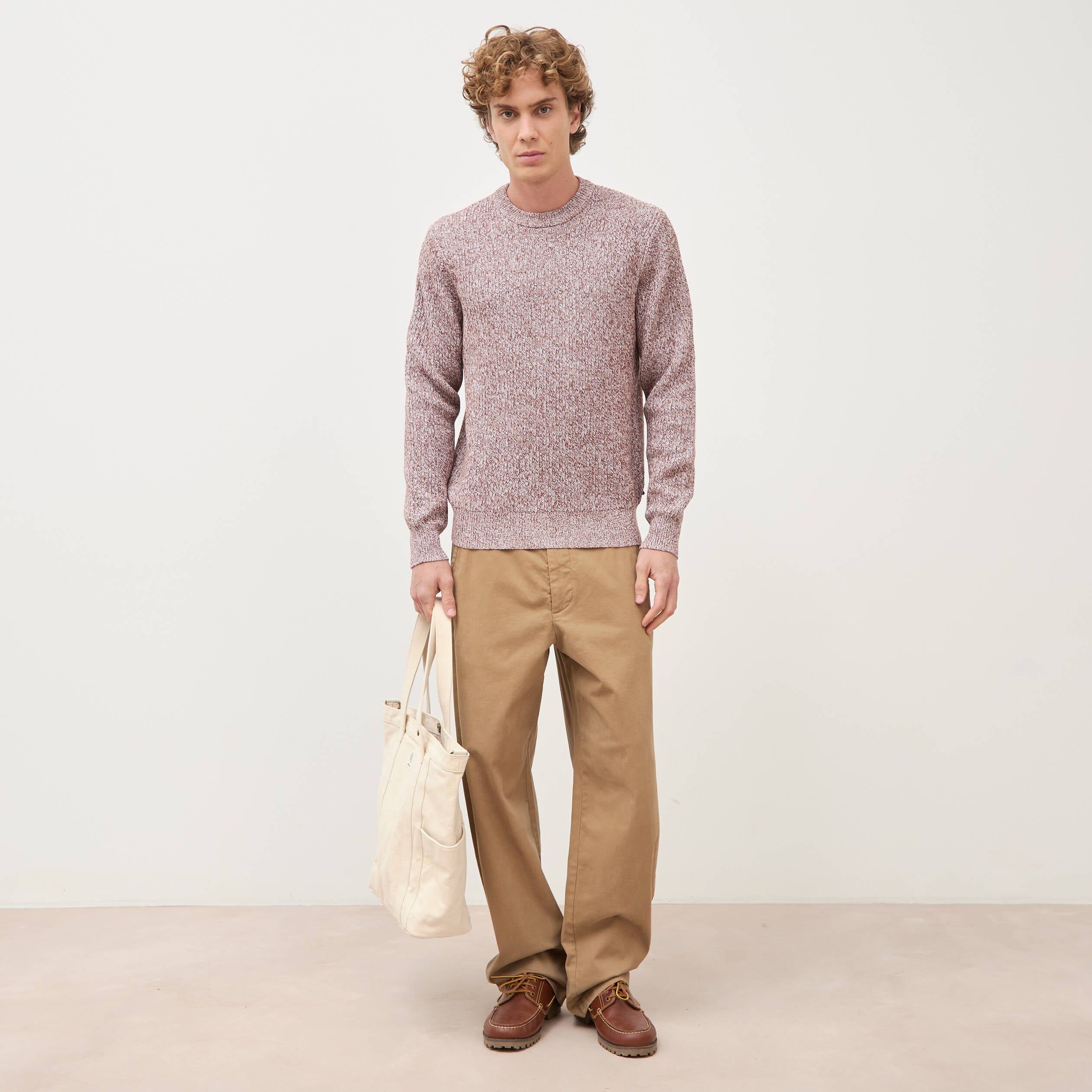 Pull manches longues marron fonc&eacute; homme