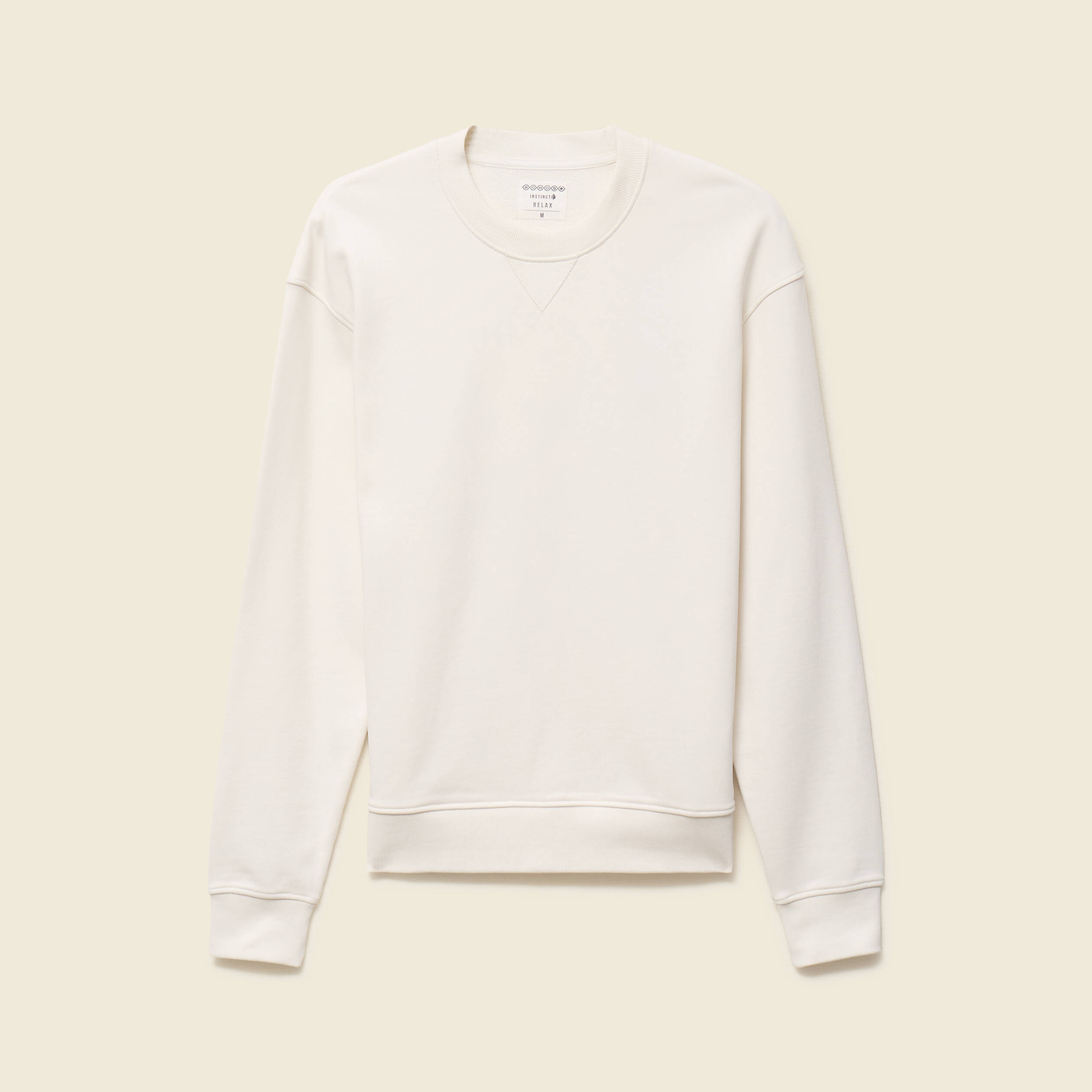 Sweat manches longues en coton ecru homme