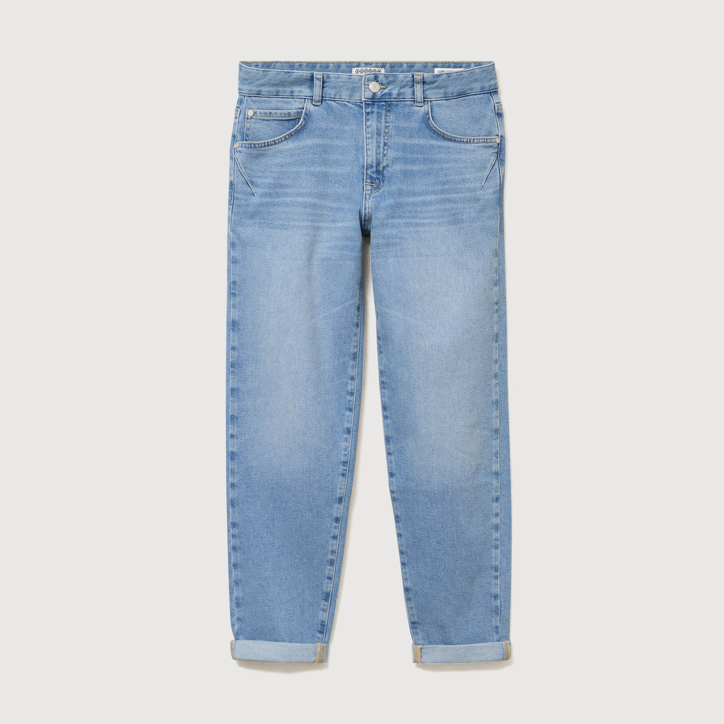 Jeans girlfriend 5 poches denim used femme