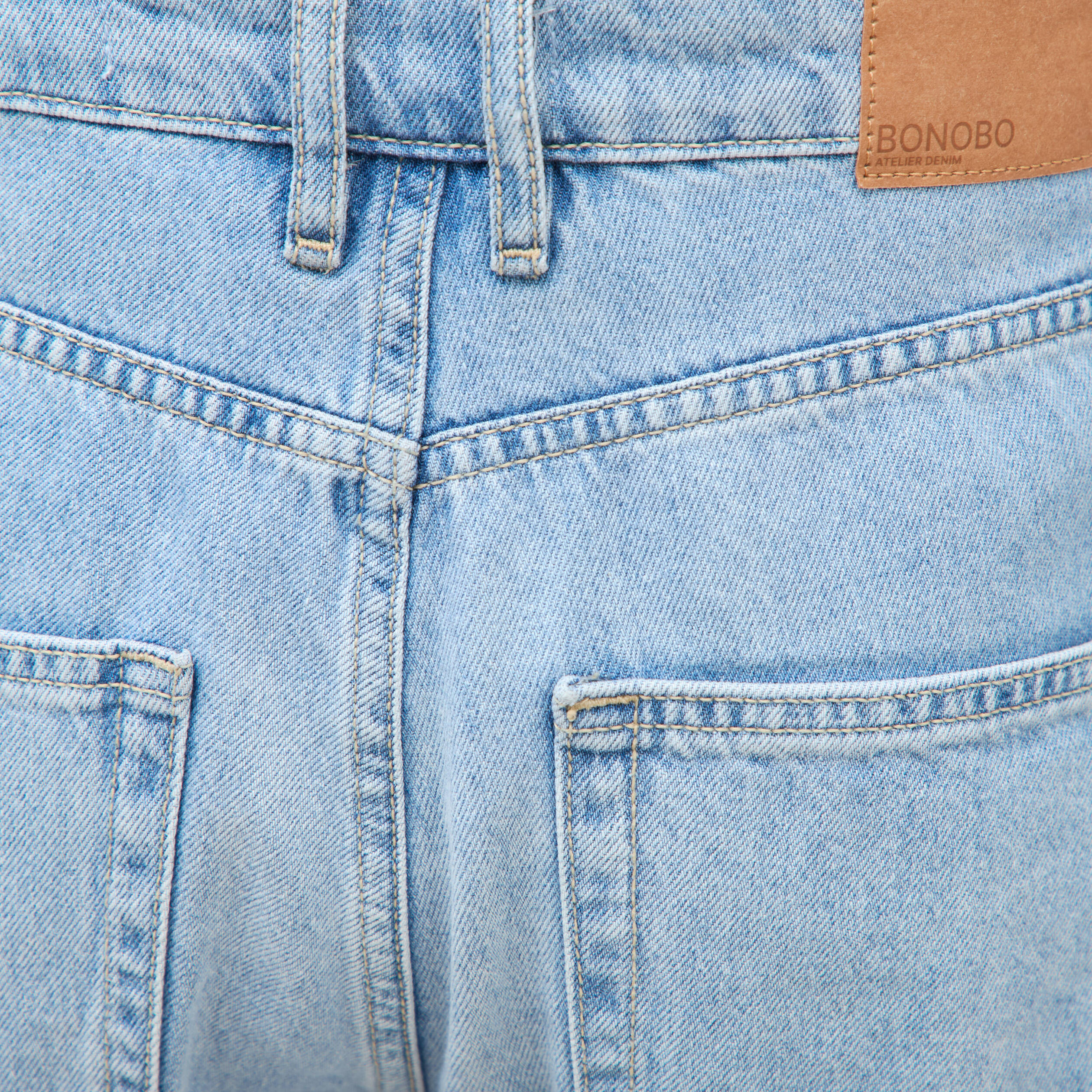 Jeans loose taille standard en coton denim bleach femme