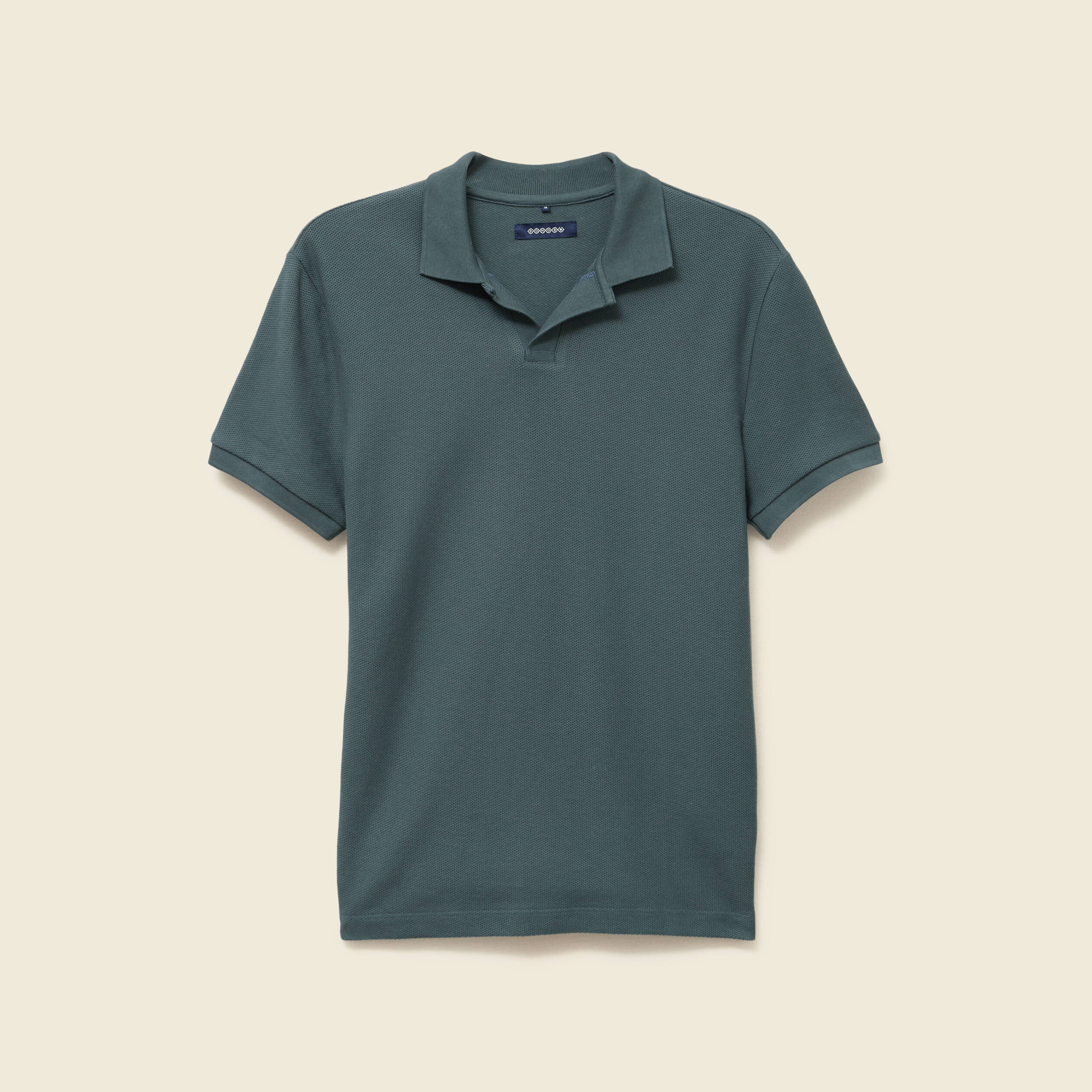 Polo cintré manches courtes en coton vert foncé homme