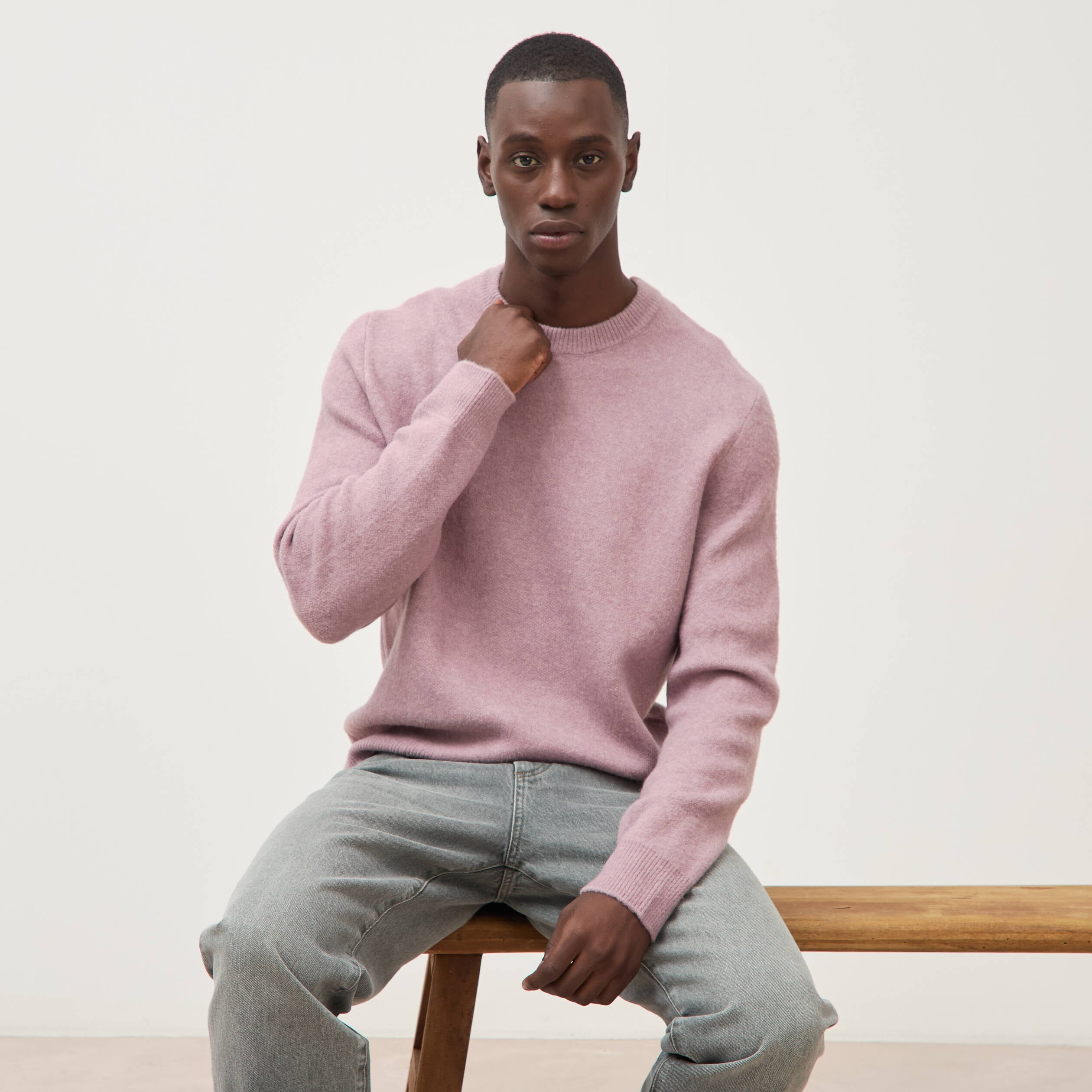 Pull droit col rond manches longues parme homme