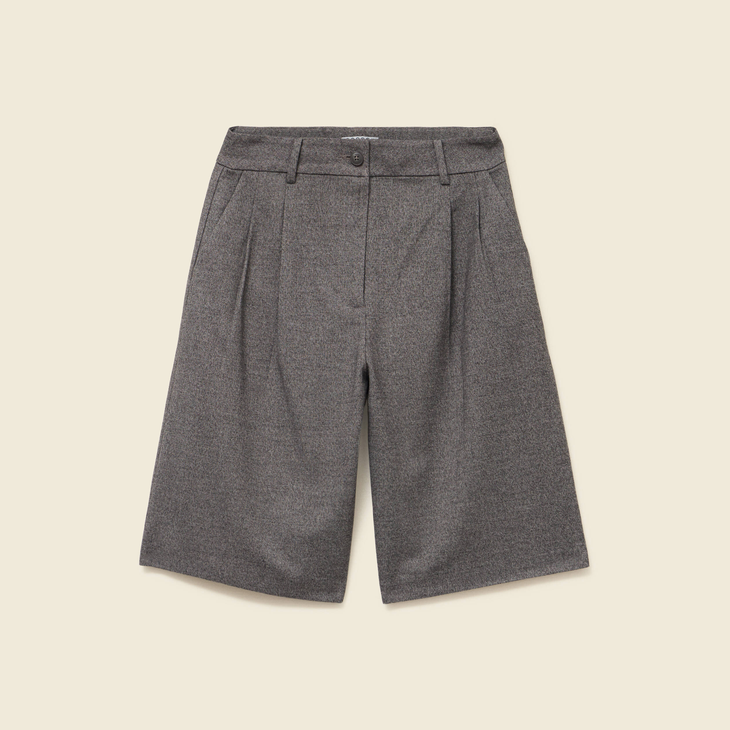 Bermuda large taille haute gris femme