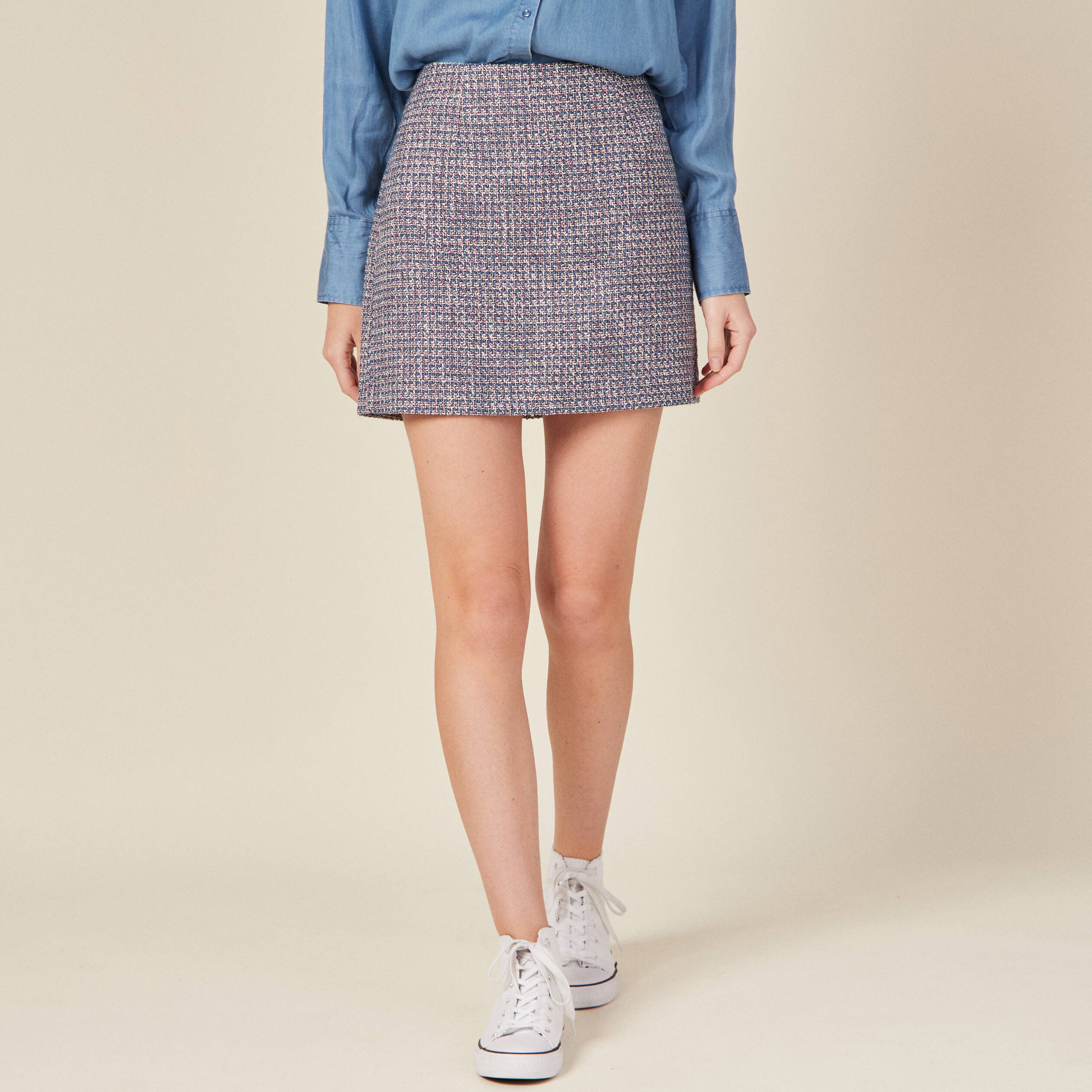 Jupe trap&egrave;ze bleu lavande femme