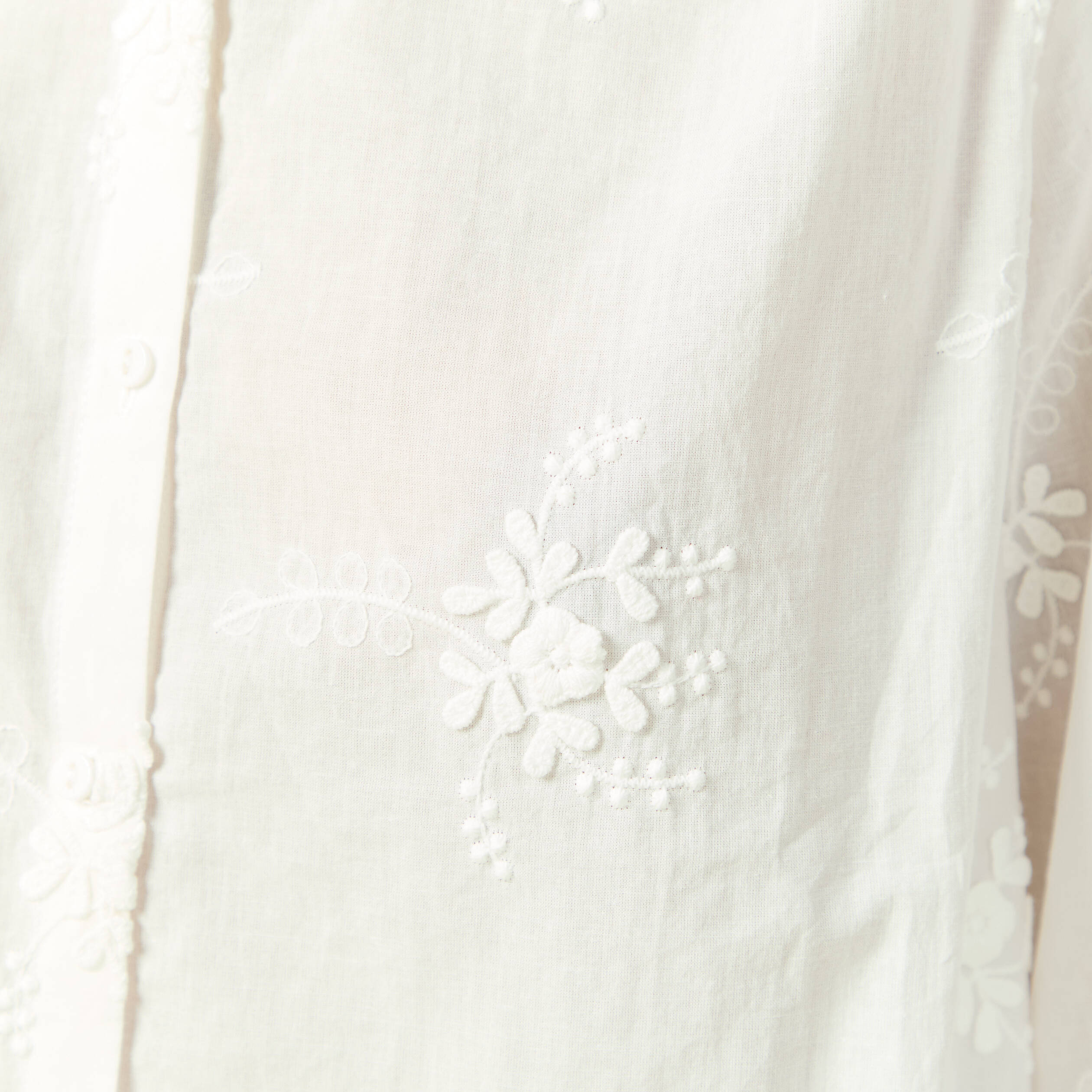 Chemise en coton manches 3/4 ecru femme