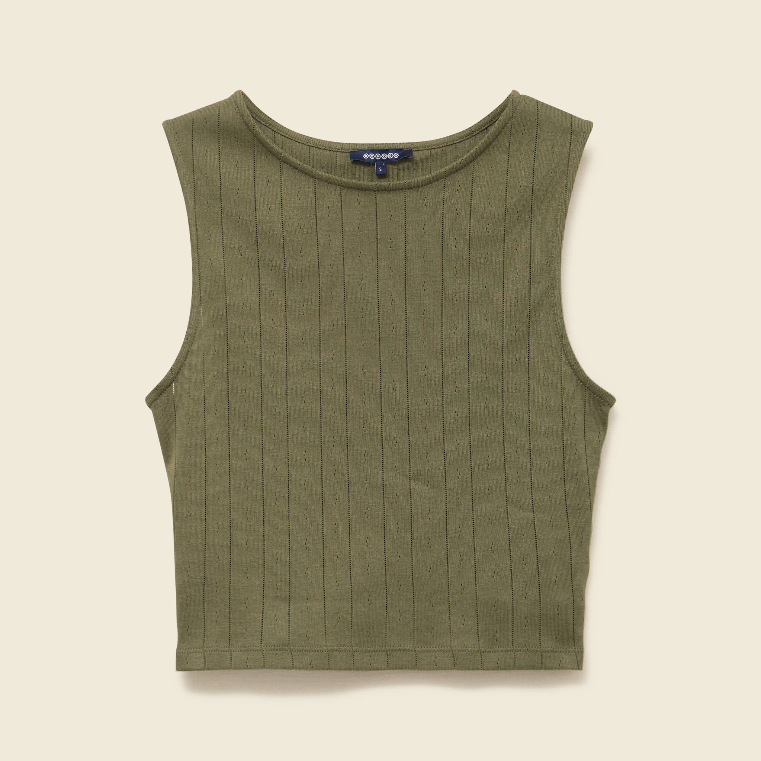 debardeur cropped col rond en coton vert kaki femme Débardeur cropped col rond en coton vert kaki femme