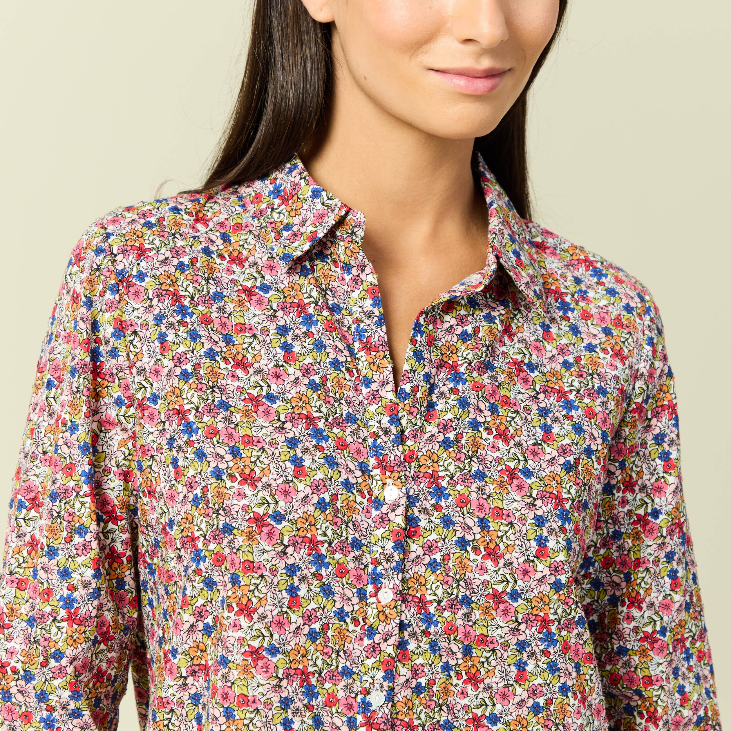 Chemise manches longues multicolore femme