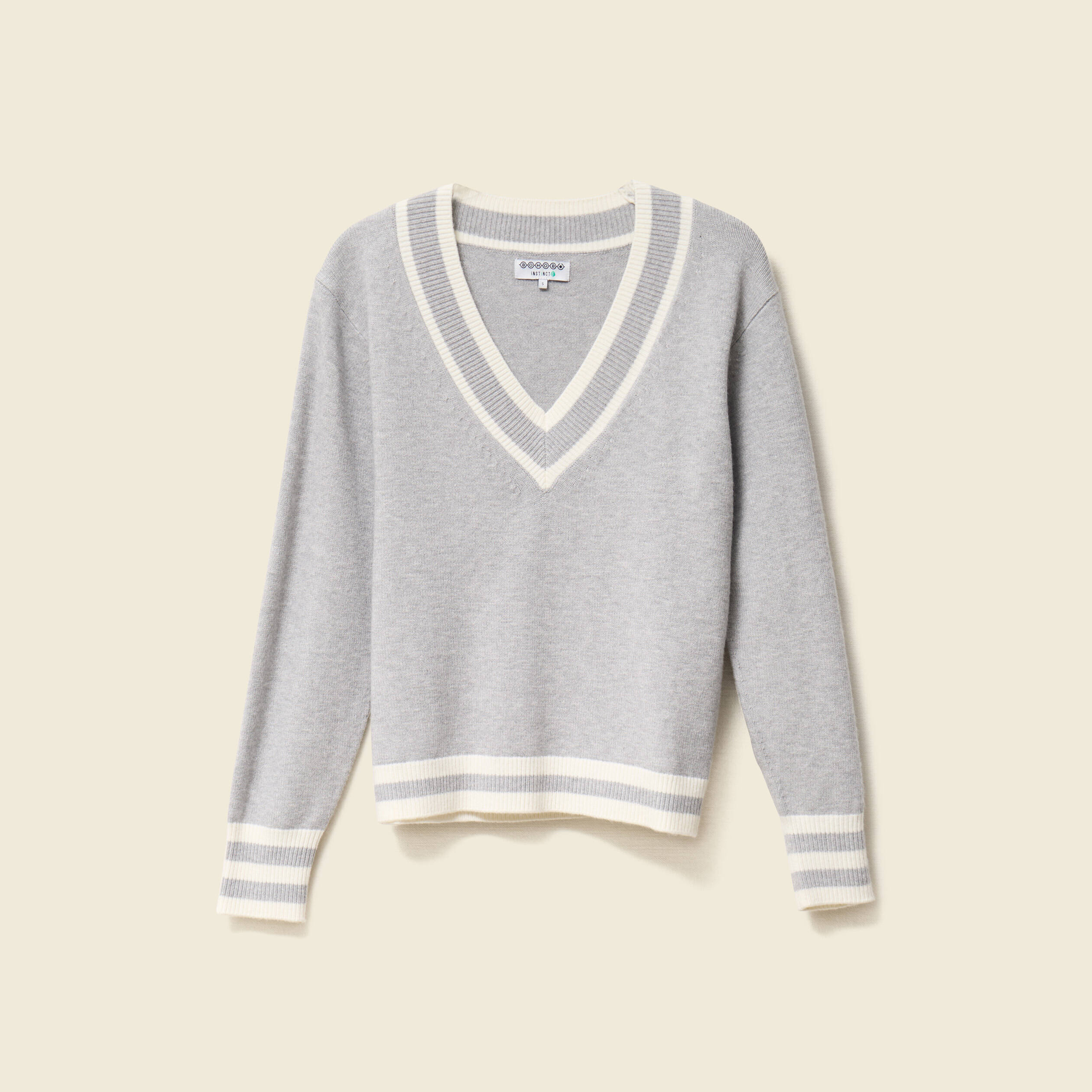 Pull manches longues gris clair femme
